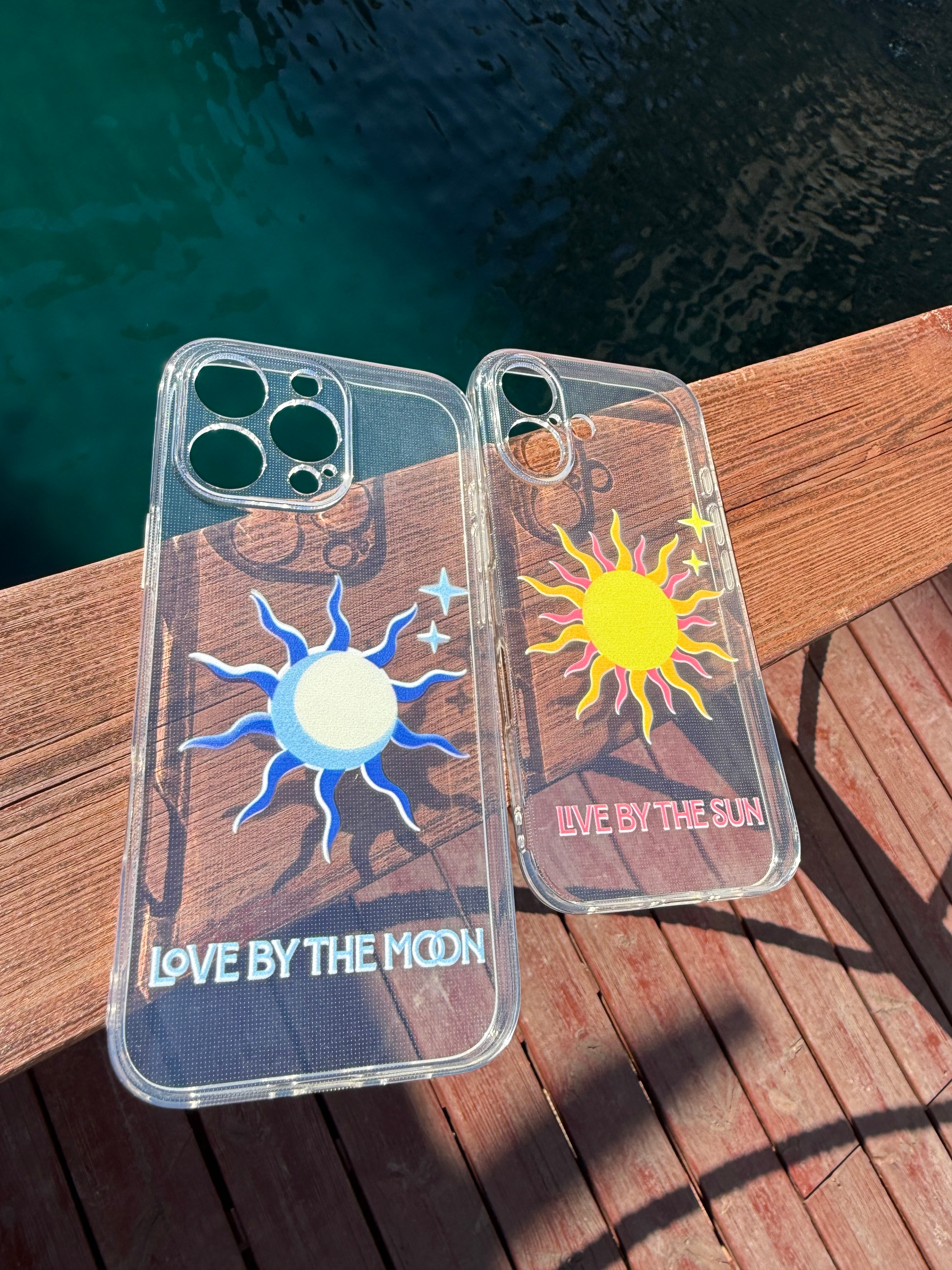 🌙 Love by the Moon ☀️Live by the Sun İkili Şeffaf Telefon Kılıfları