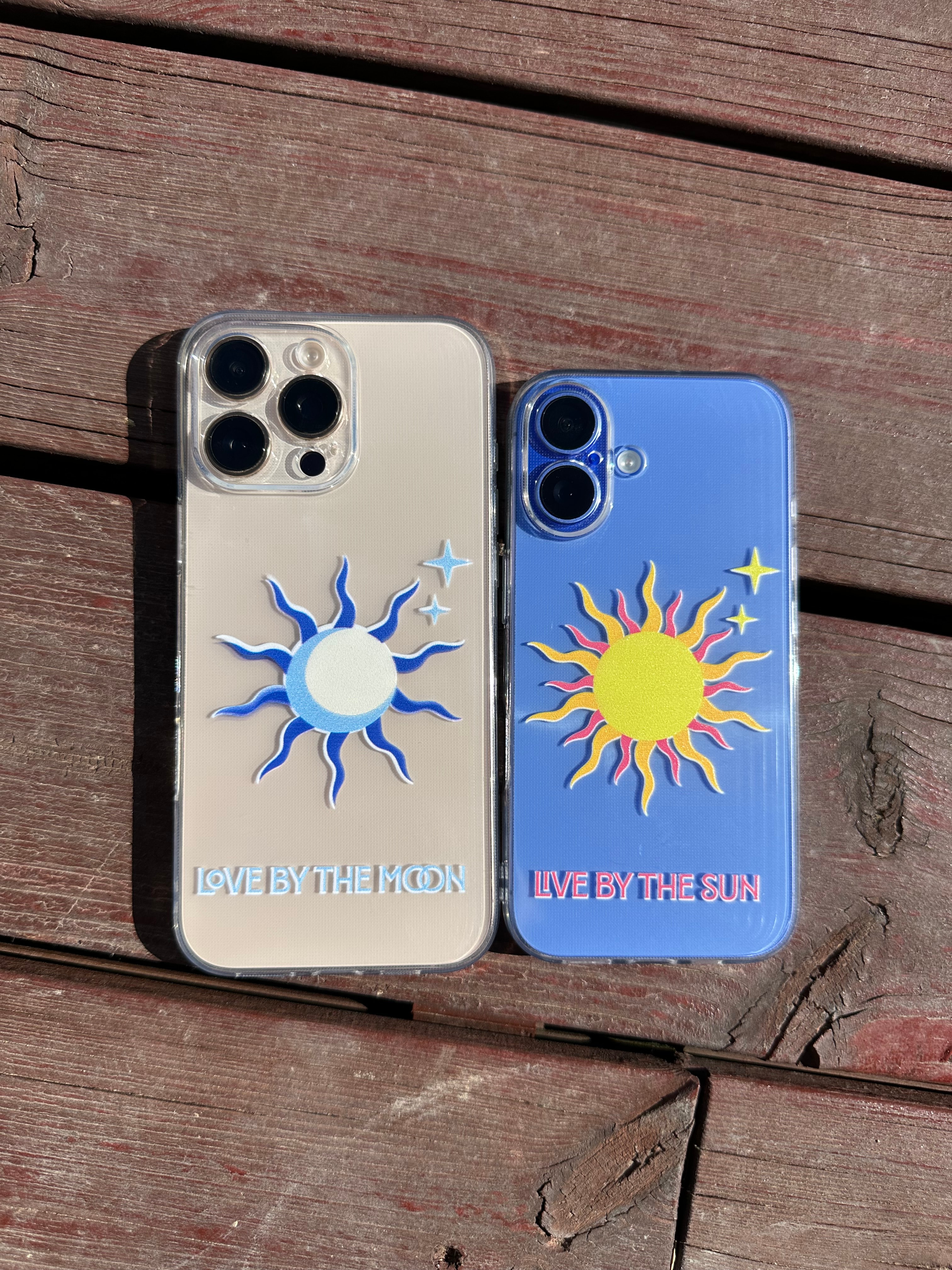 🌙 Love by the Moon ☀️Live by the Sun İkili Şeffaf Telefon Kılıfları