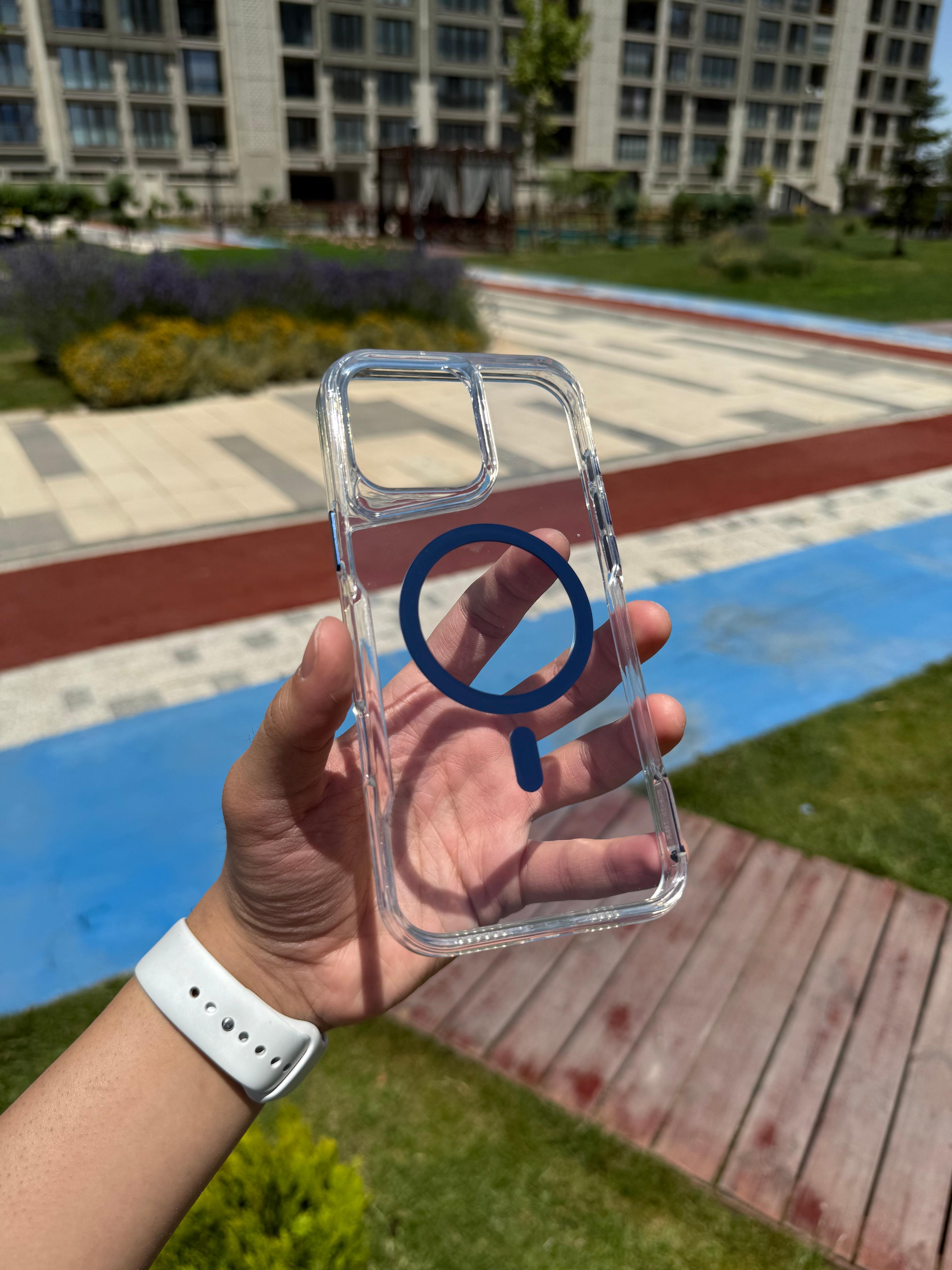 MagSafe Kamera Köşe Korumları iPhone Telefon Kılıfı - Lacivert