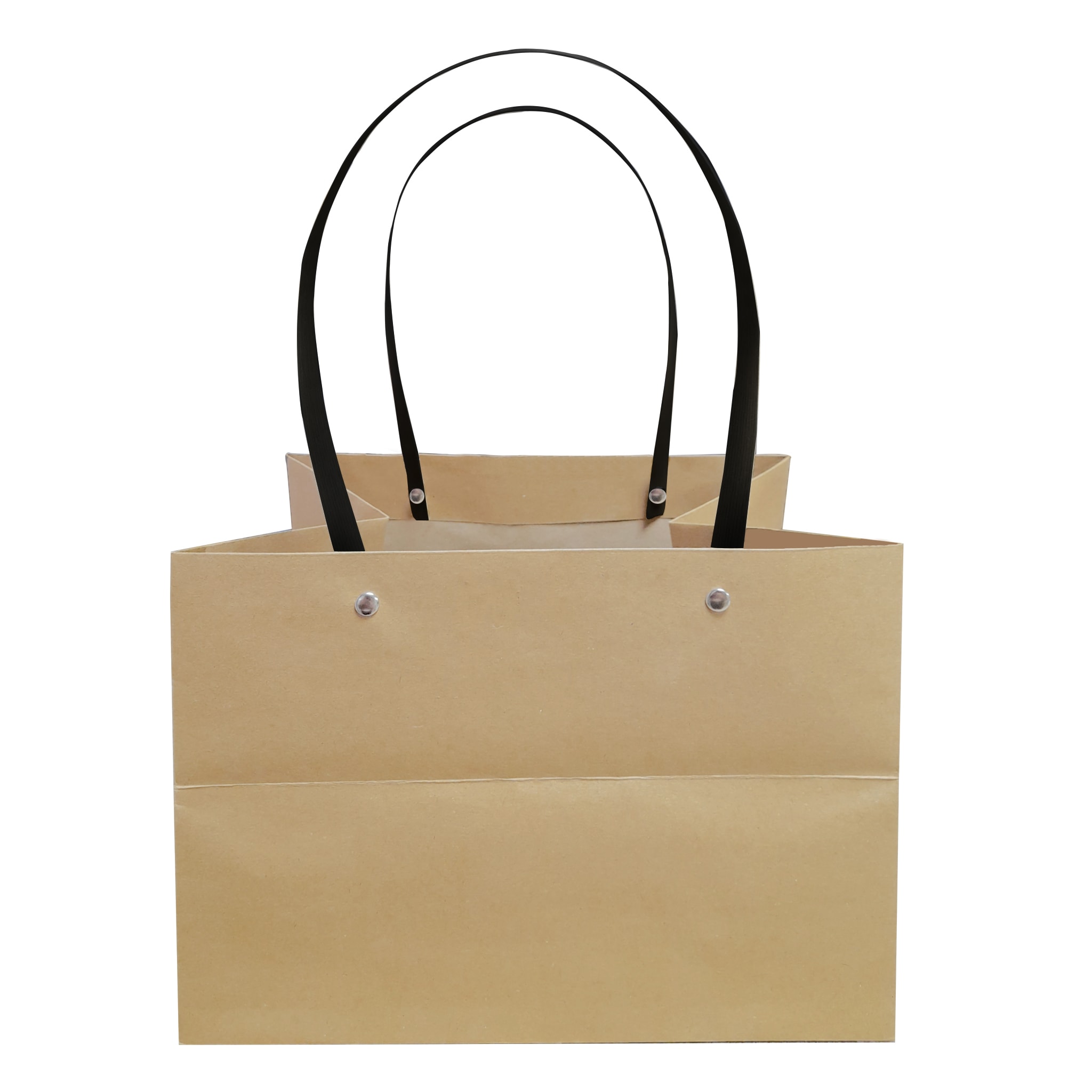 Siyah Bambu Saplı Kraft Çanta 29x29x23 cm