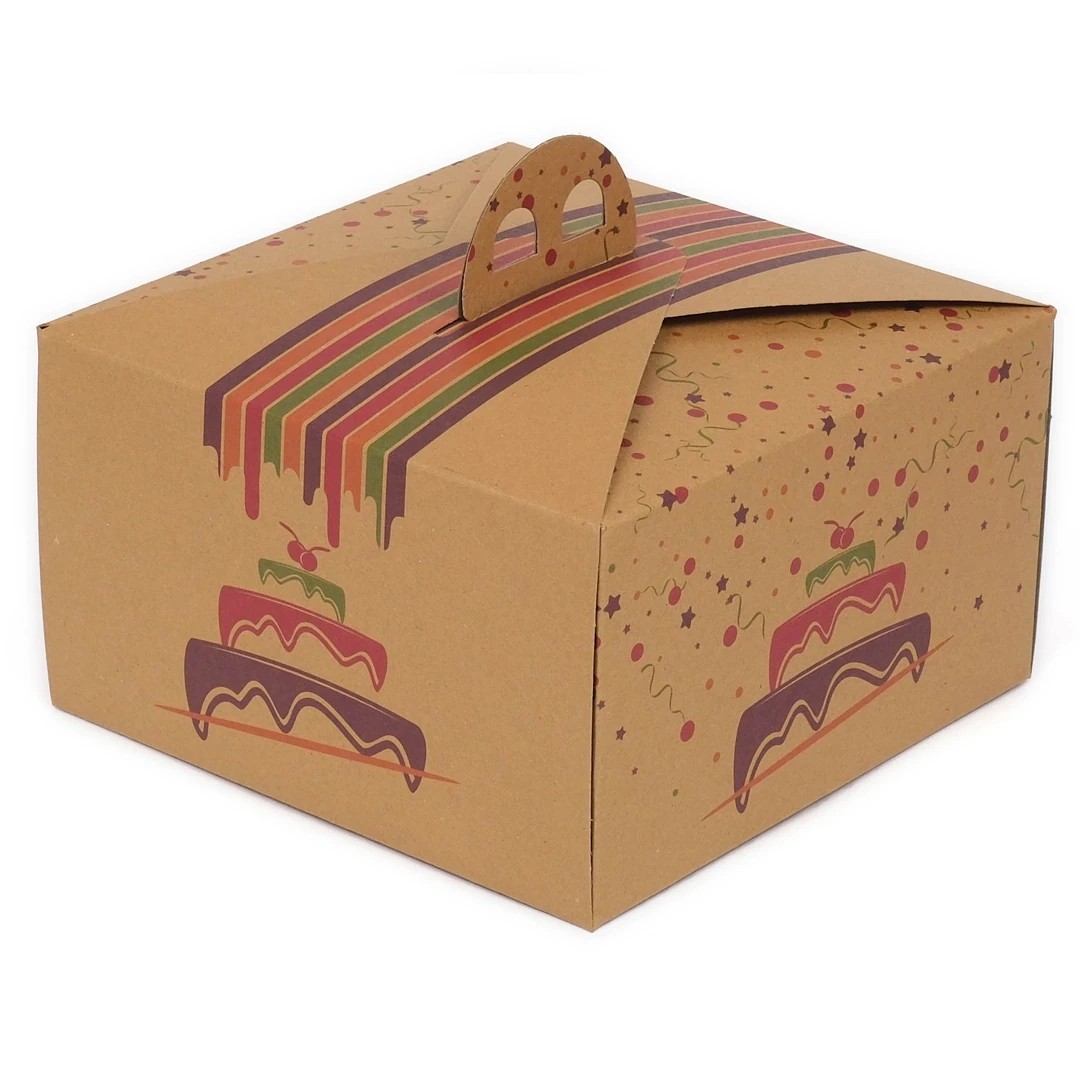 4 No Kraft Saplı Turta Kutusu 28x28x13 cm