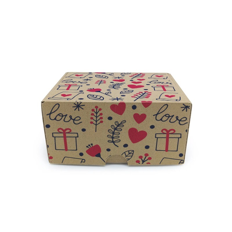 Sevgililer Günü Temalı Kraft E-Ticaret Kutusu 8x8x4 cm
