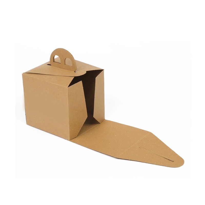 Kare Kraft Saplı Mono Turta Kutusu 12x12x12 cm