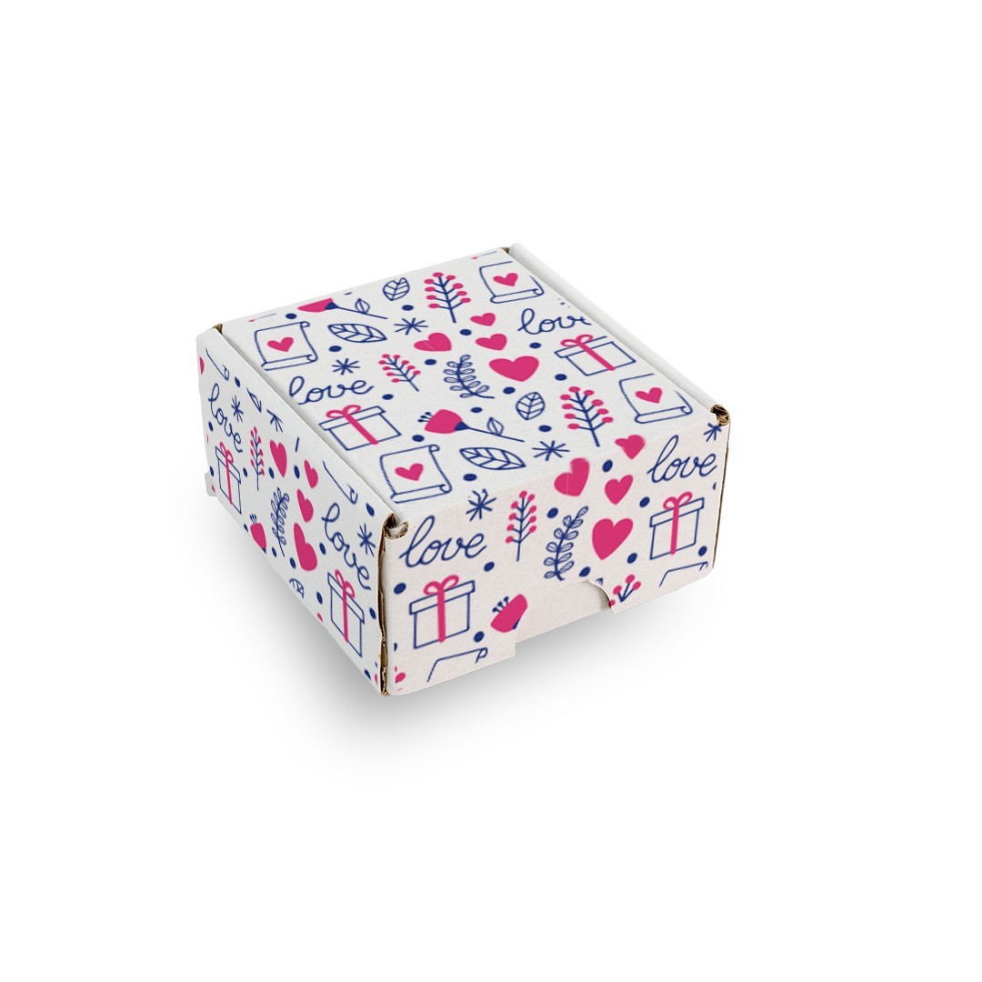 Sevgililer Günü Temalı Beyaz E-Ticaret Kutusu 8x8x4 cm