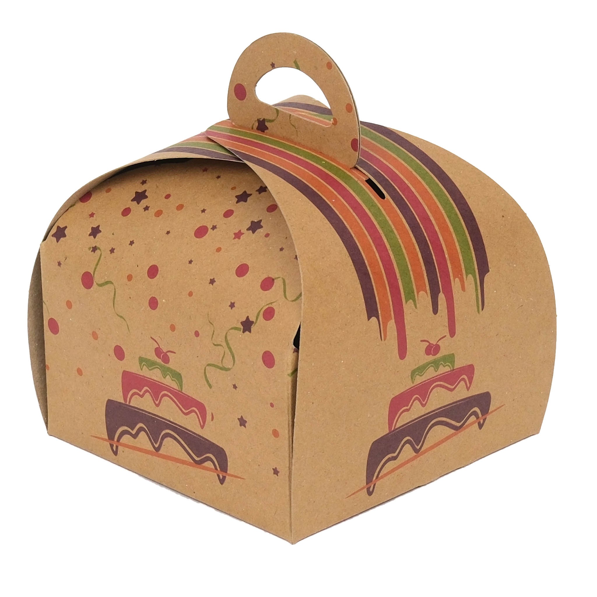 Kraft Mono Turta Kutusu Sade Tasarım 12x12x9.5 cm