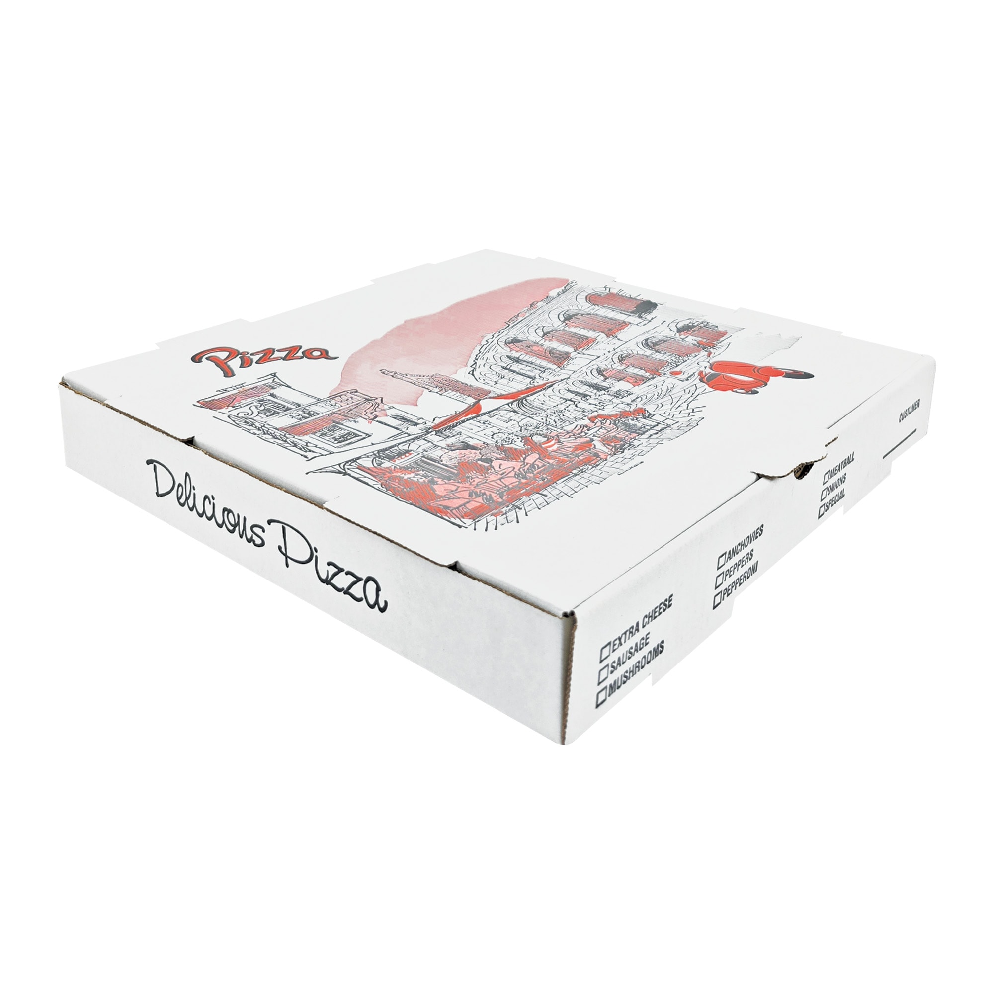 Pizza Kırmızı B Dalga 36x36x 4.5cm Pizza Kutusu