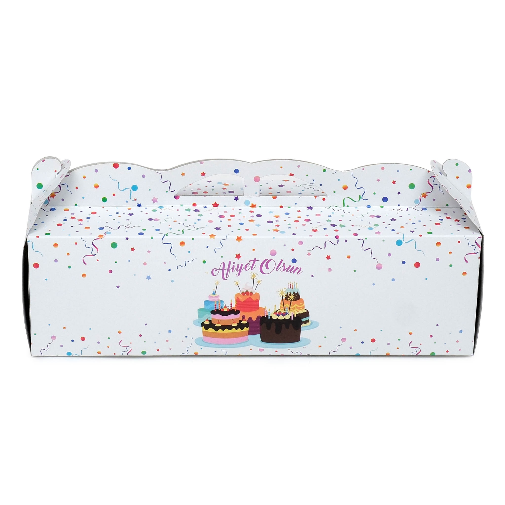 Saplı Baton Turta Kutusu Sade Afiyet Olsun Yazılı 10x34x10 cm