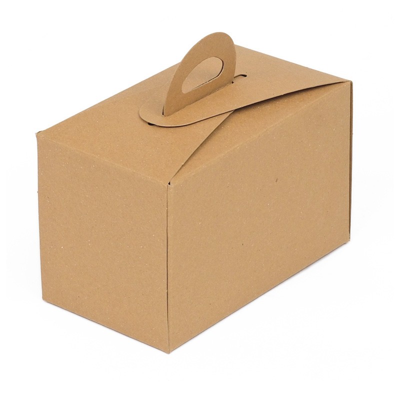 Yarım Baton Kraft Saplı Turta Kutusu 9x16x10 cm