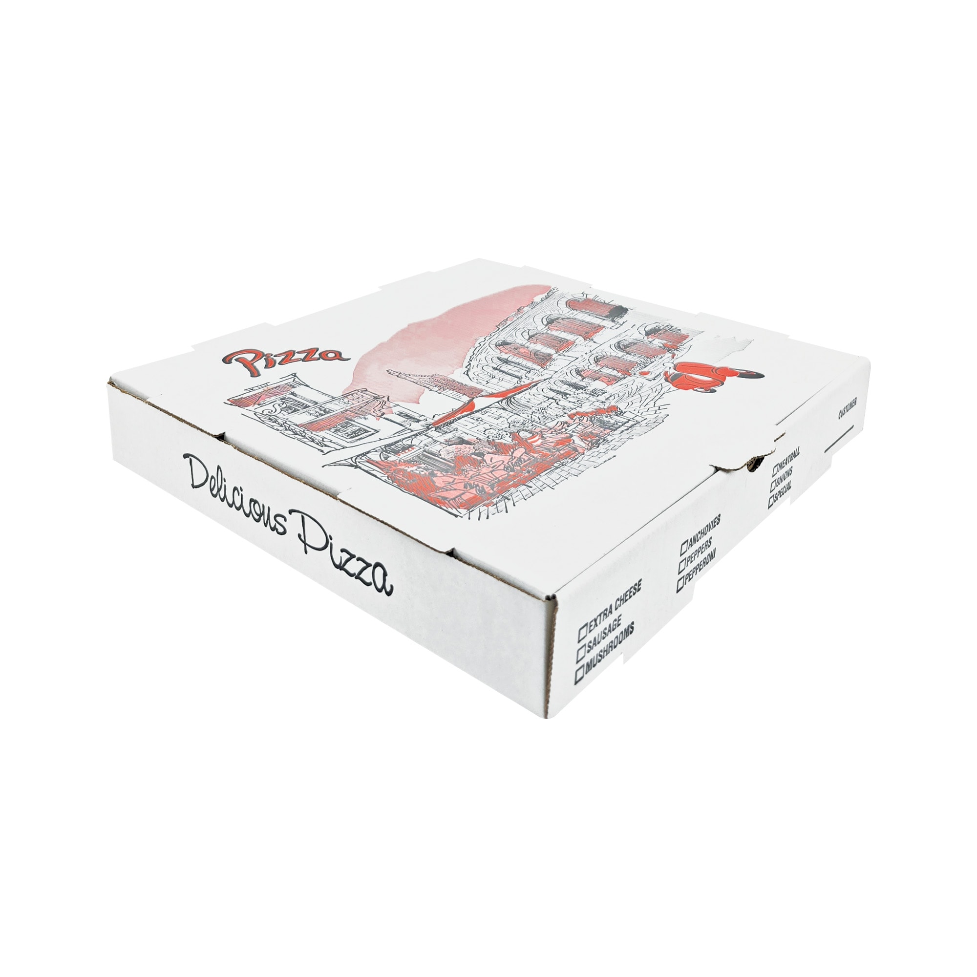 Pizza Kırmızı B Dalga 31x31x 4.5cm Pizza Kutusu