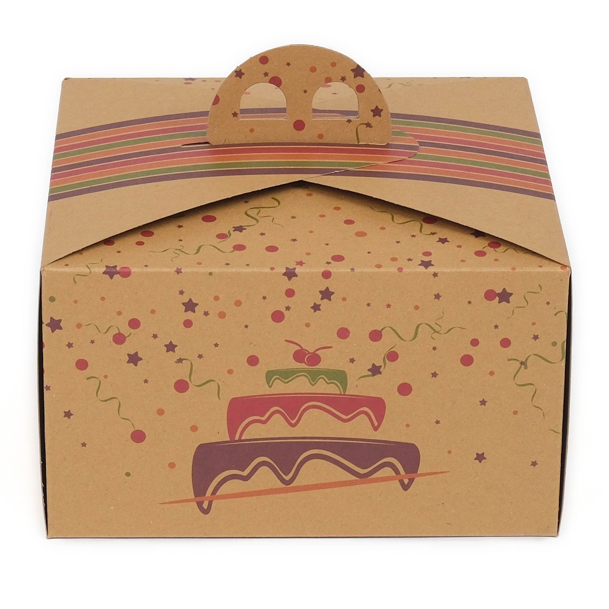 1 No Kraft Saplı Turta Kutusu 22,5x22,5x13 cm