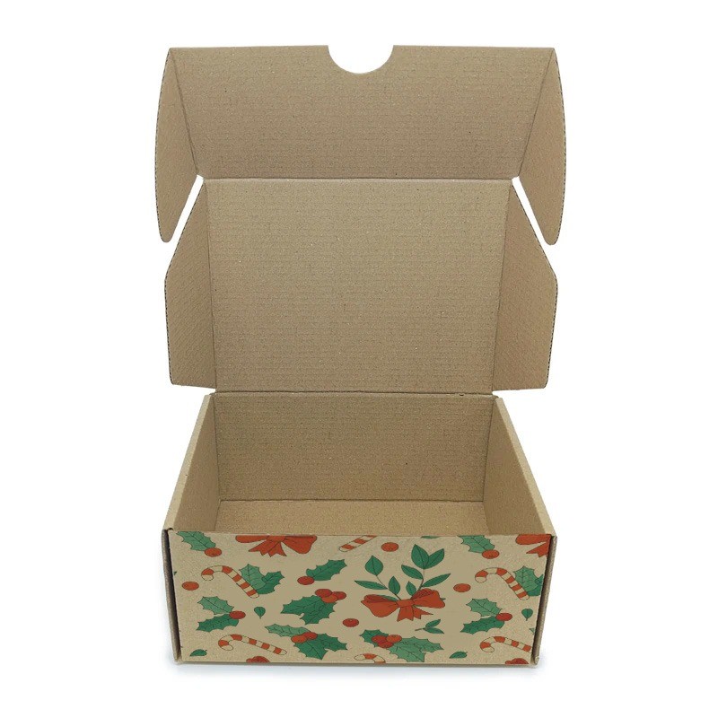 Yılbaşı Desenli E-Ticaret Kutusu 16x12x7.5 cm Geçmeli