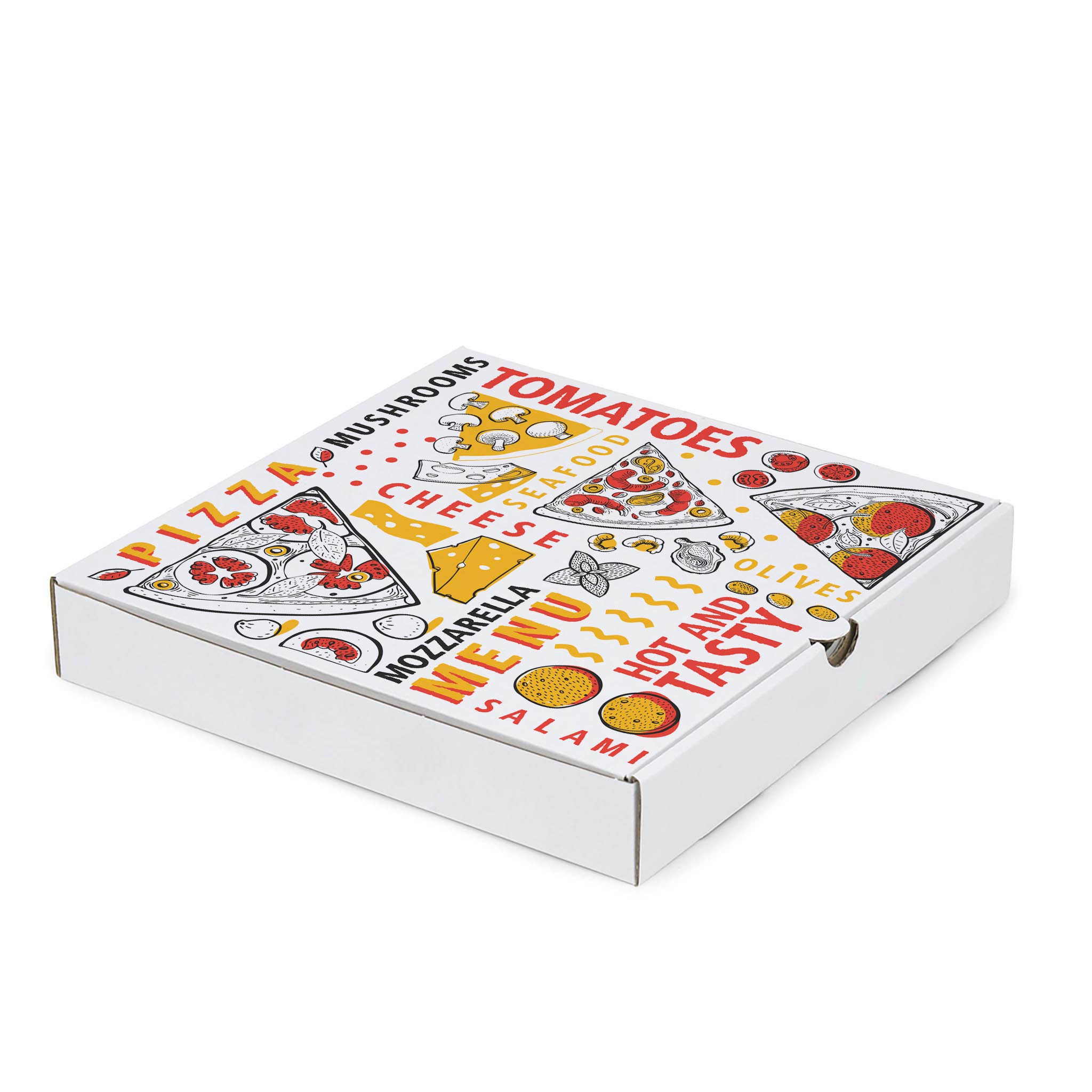 Baskılı Beyaz Pizza Kutusu 30x30x4 cm