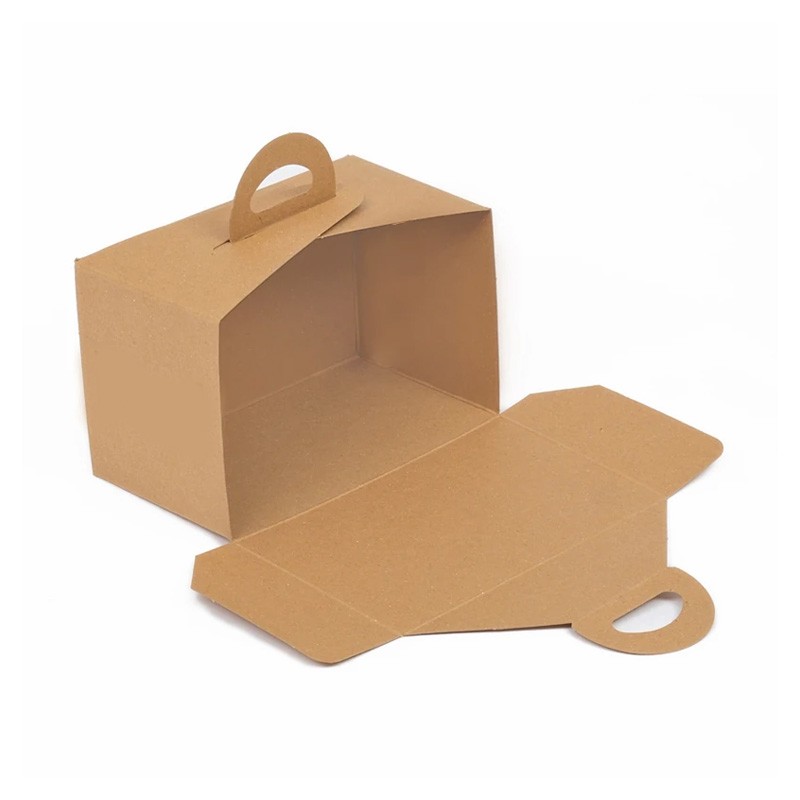 Yarım Baton Kraft Saplı Turta Kutusu 9x16x10 cm