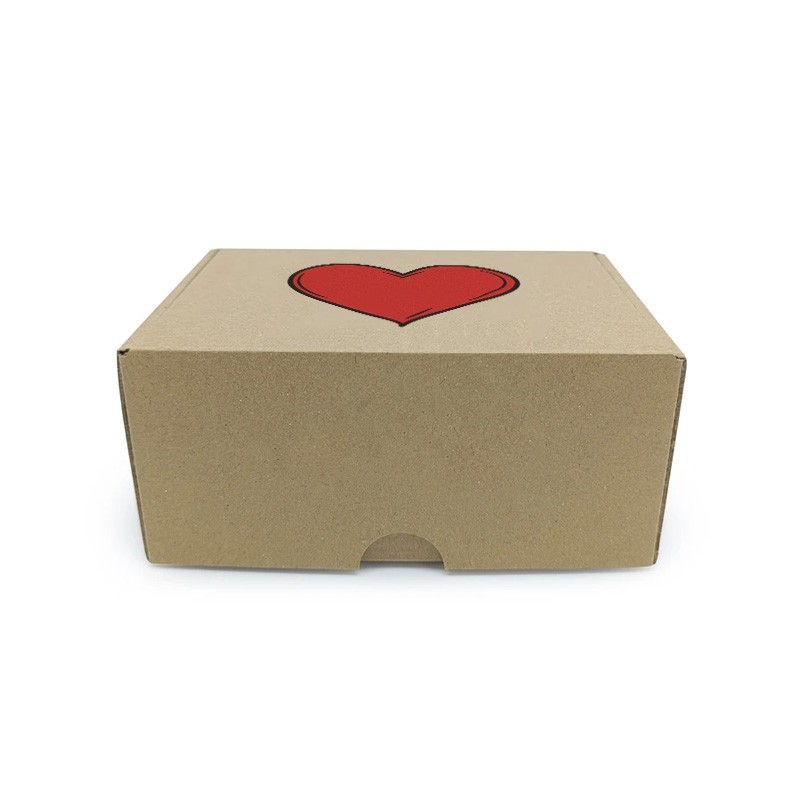 Sevgililer Günü Kalp Baskılı Kraft Geçmeli E-Ticaret Kutusu 17x12x7.5 cm
