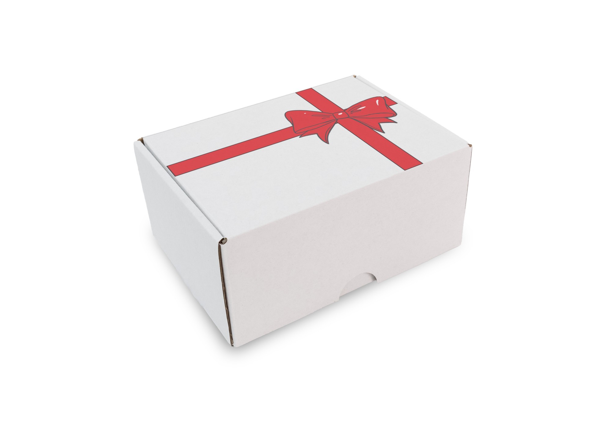 Sevgililer Günü Kurdele Baskılı Beyaz Geçmeli E-Ticaret Kutusu 17x12x7.5 cm