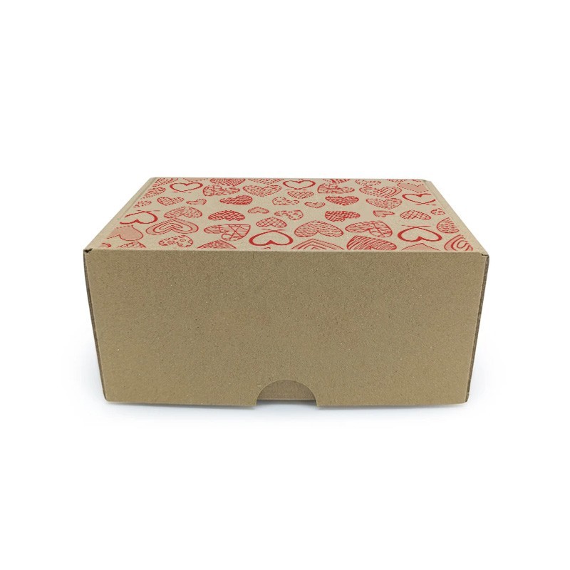 Sevgililer Günü Kalp Desenli Kraft Geçmeli E-Ticaret Kutusu 17x12x7.5 cm