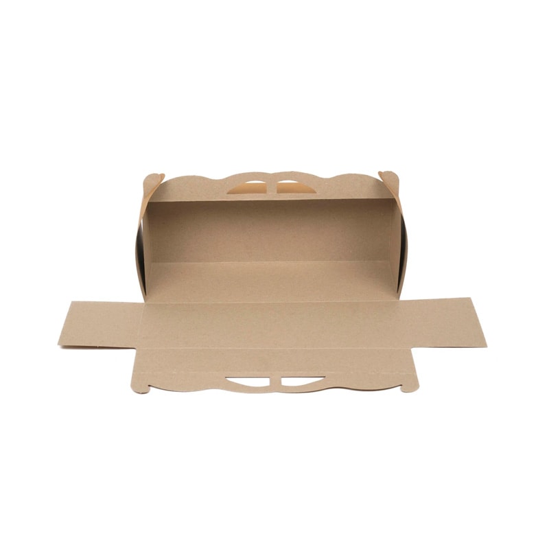 Baton Oluklu Kraft Renk Saplı Turta Kutusu 11x33x12 cm