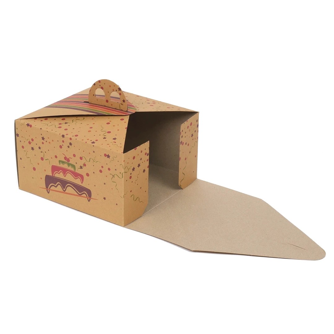 4 No Kraft Saplı Turta Kutusu 28x28x13 cm