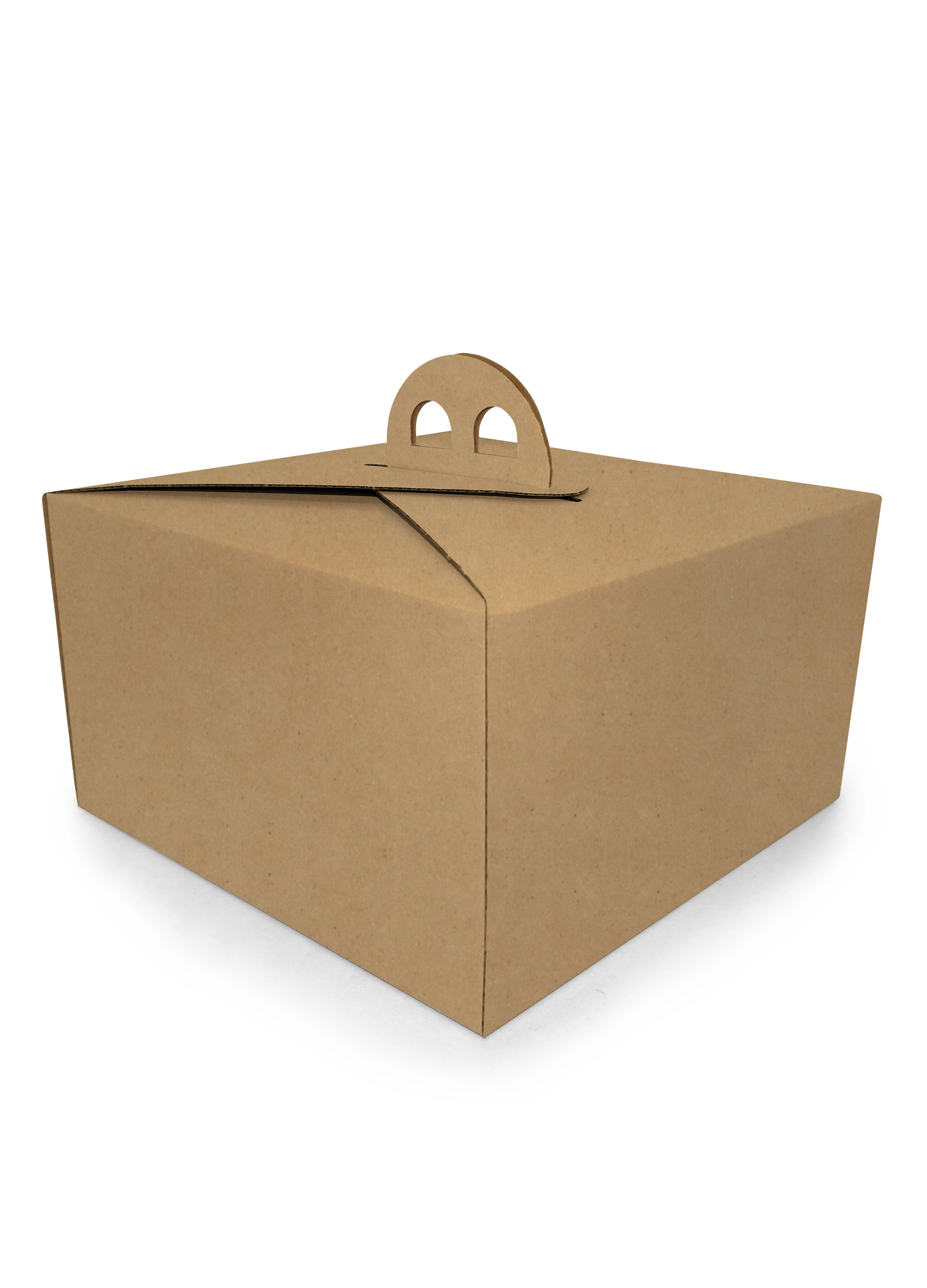 2 No Saplı Baskısız Kraft Turta Kutusu 24.3x24.3x13 cm