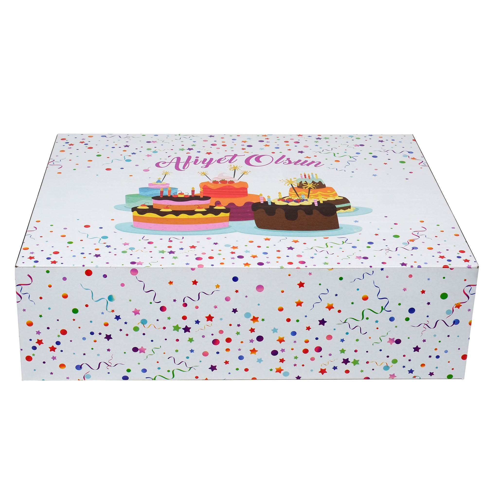 Battal Boy Baton Turta Kutusu Sade Afiyet Olsun Yazılı 40x50x14.5 cm