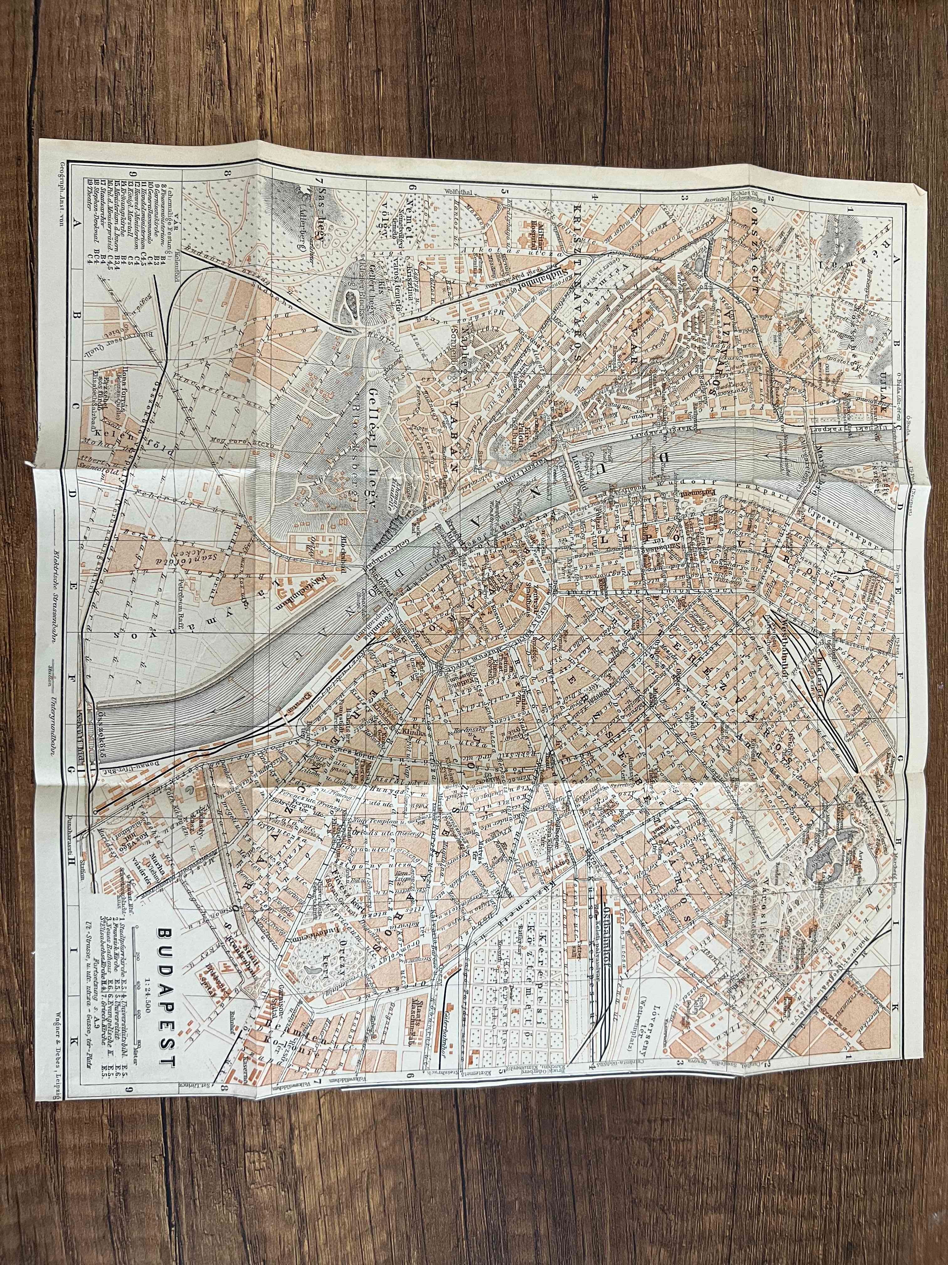1900'lerin Başından Leipzig Baskı Budapeşte Haritası