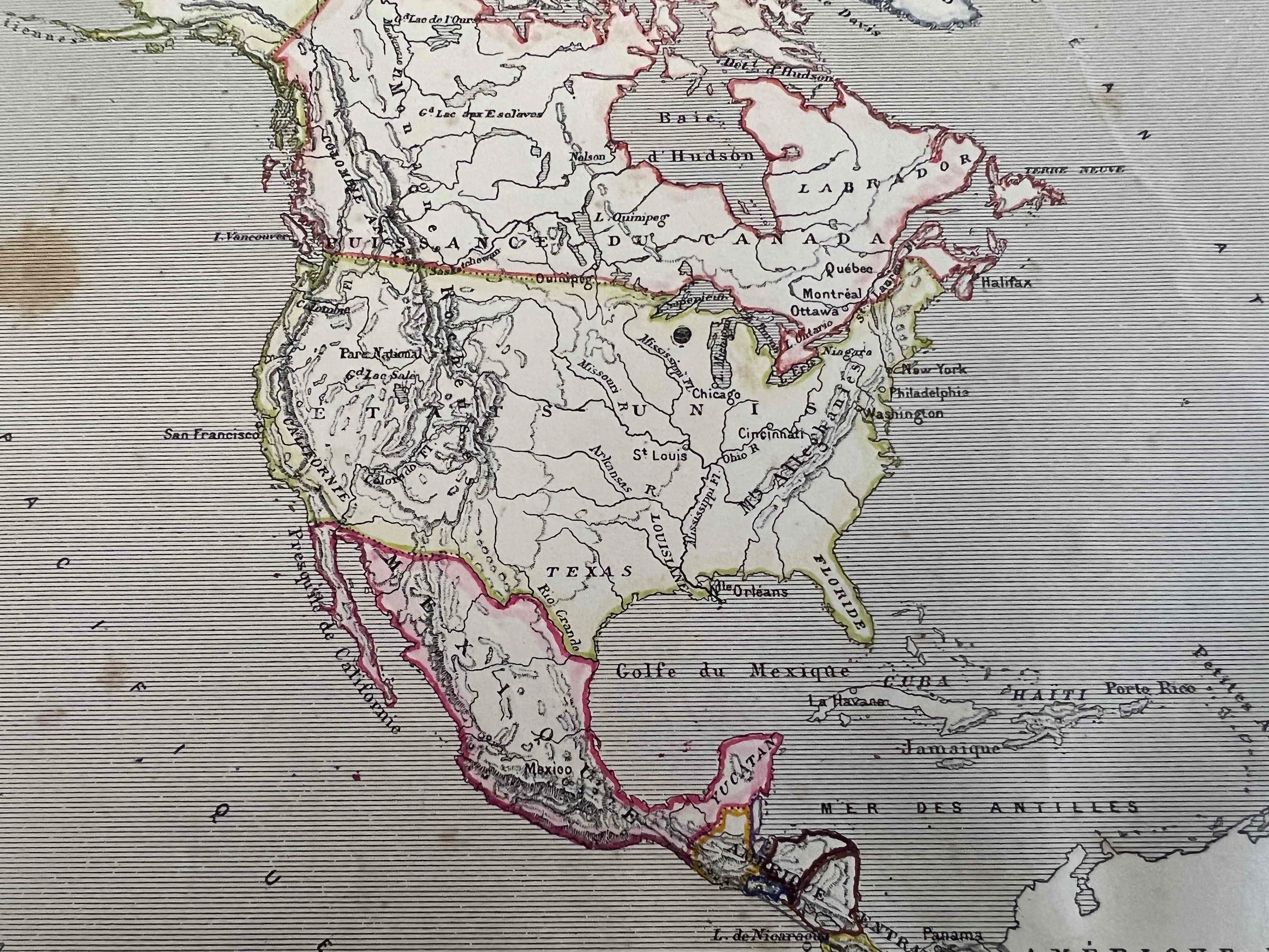 1800'lerden Paris Baskı Amerika Kıtası Haritası