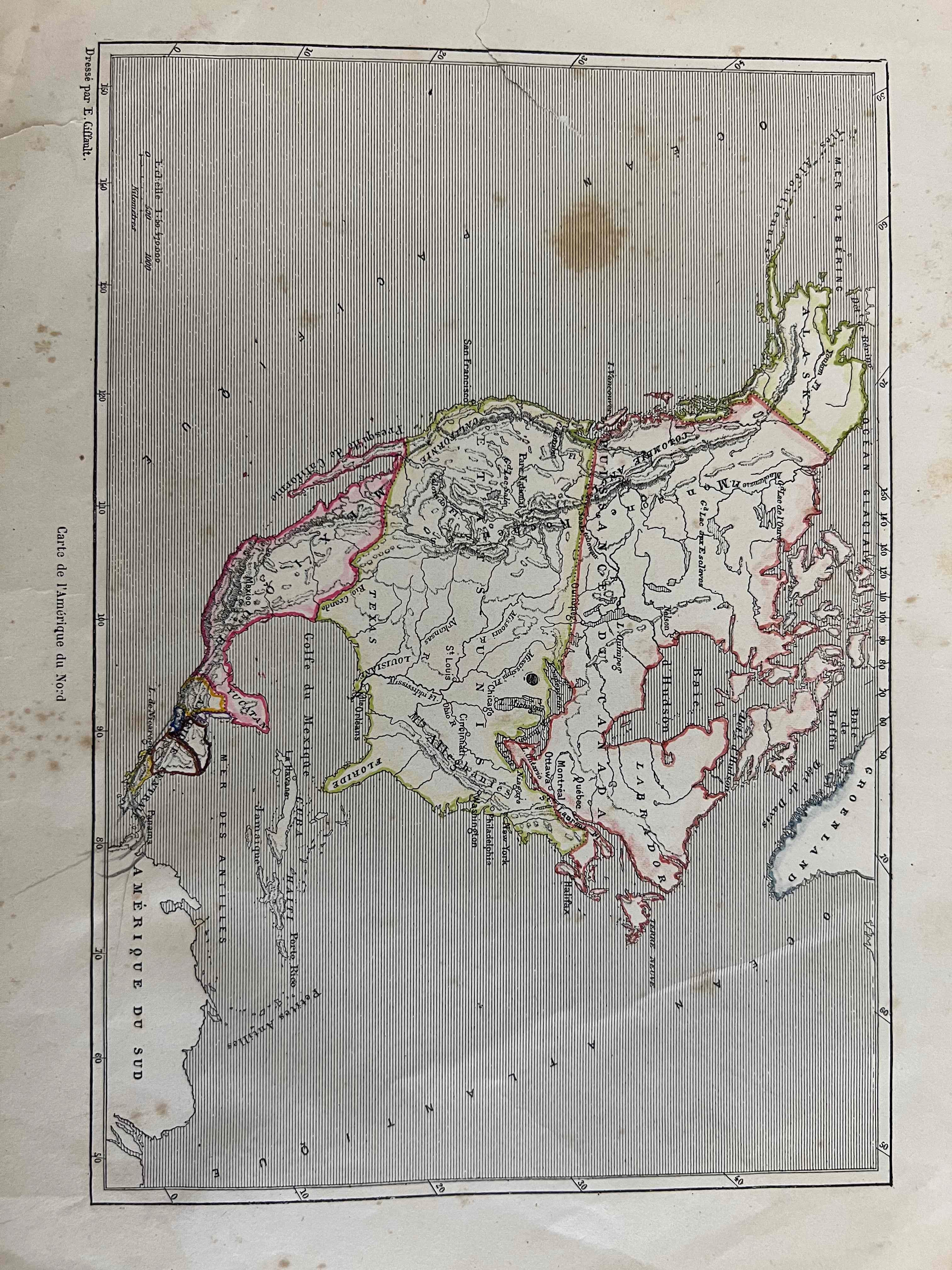 1800'lerden Paris Baskı Amerika Kıtası Haritası