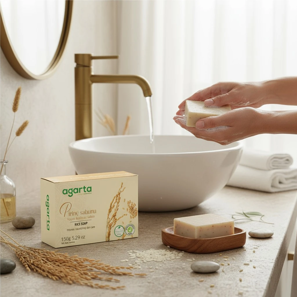 Agarta Doğal El Yapımı Cilt Beyazlatıcı Pirinç Sabunu 150 Gr