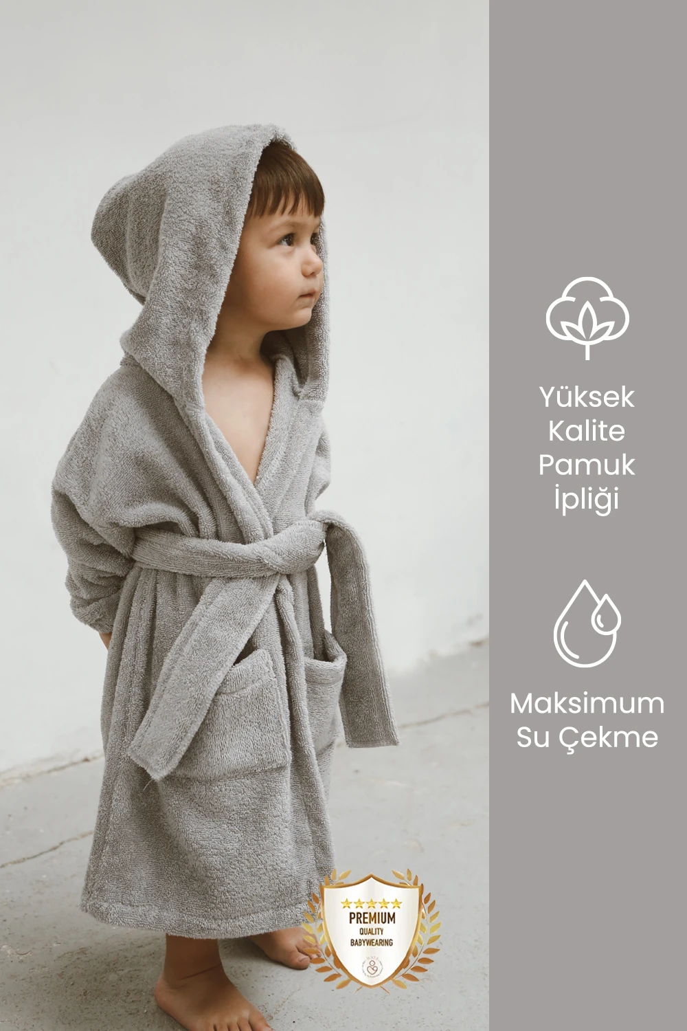 Özel Buldan Dokuması %100 Saf Pamuk Çocuk Bornozu banyo bornozu