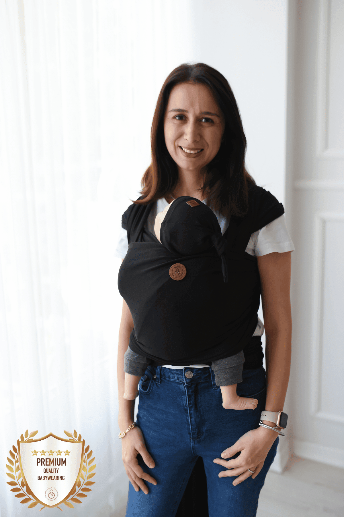 Premium Esnek Wrap Sling ( Babysling - sling - babysling - bebek taşıma şalı - babywearing - kanguru ) - Siyah