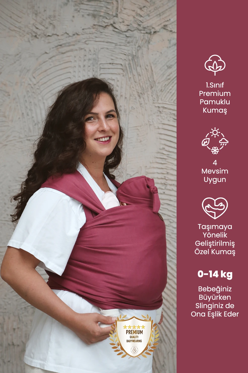 Premium Esnek Wrap Sling ( Babysling - sling - babysling - bebek taşıma şalı - babywearing - kanguru ) - Mürdüm