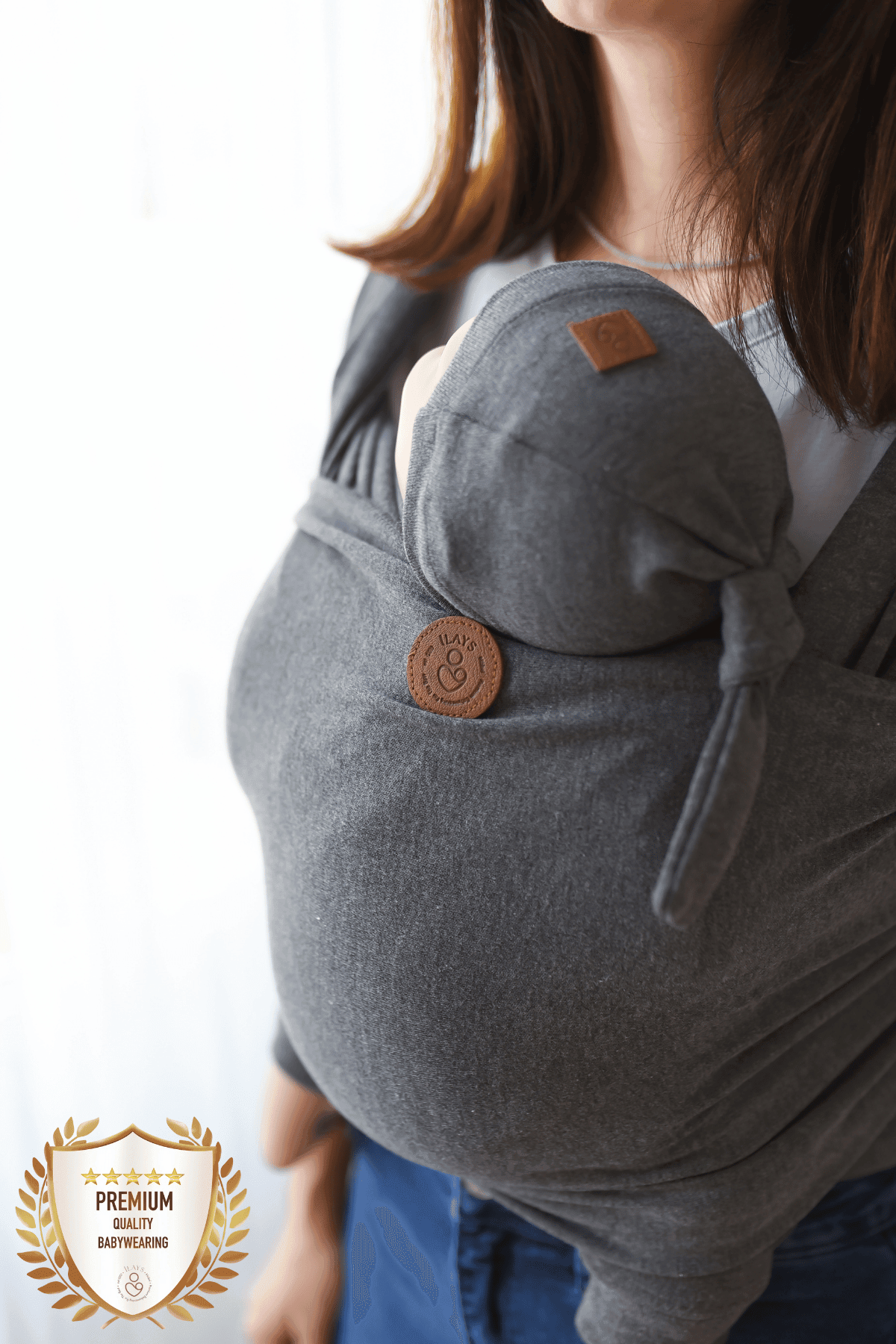 Premium Esnek Wrap Sling ( Babysling - sling - babysling - bebek taşıma şalı - babywearing - kanguru ) - Antrasit