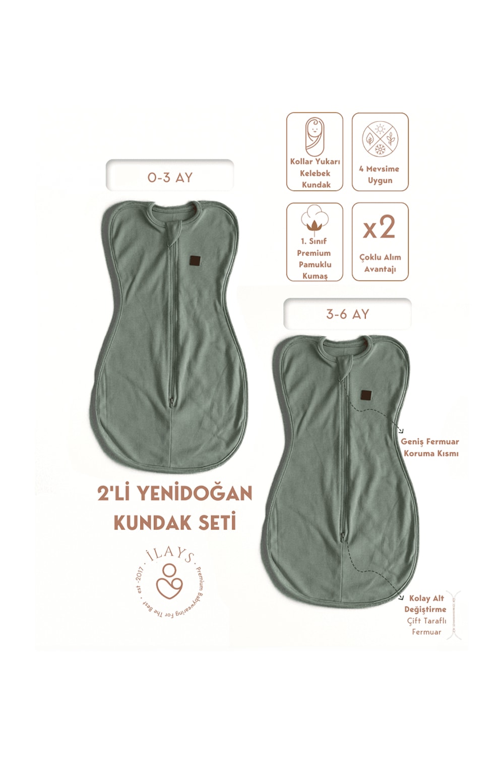 2'li Yenidoğan Kelebek Kundak - Mint