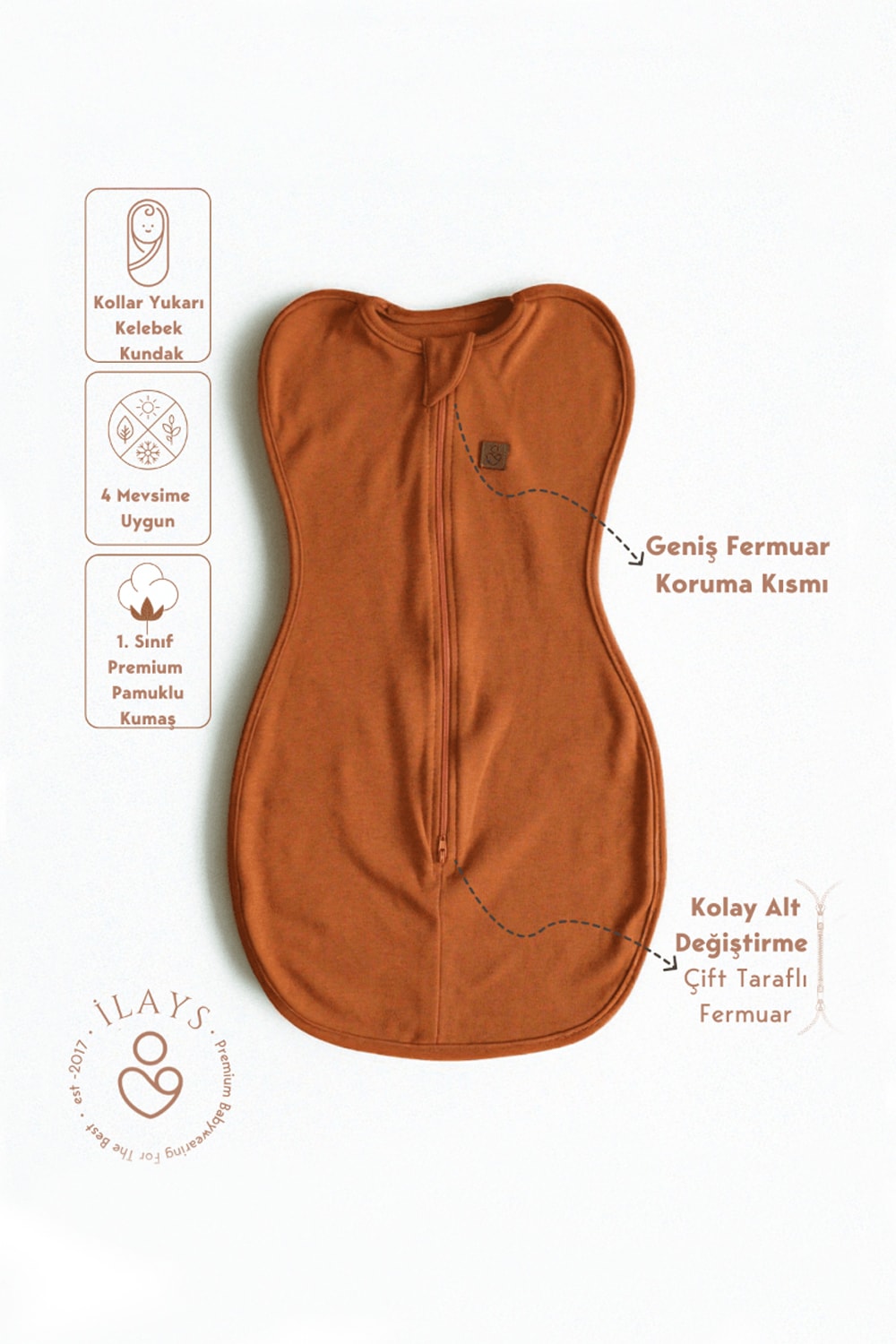 Yenidoğan Kundak Tulumu uyku kundağı uyku tulumu - Kiremit