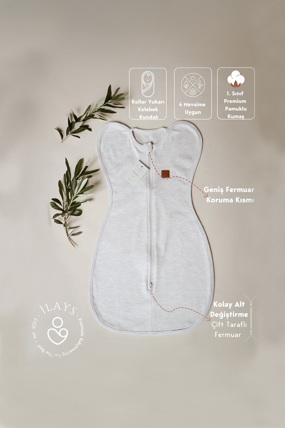 Yenidoğan Kundak Tulumu uyku kundağı uyku tulumu - Soft Bej