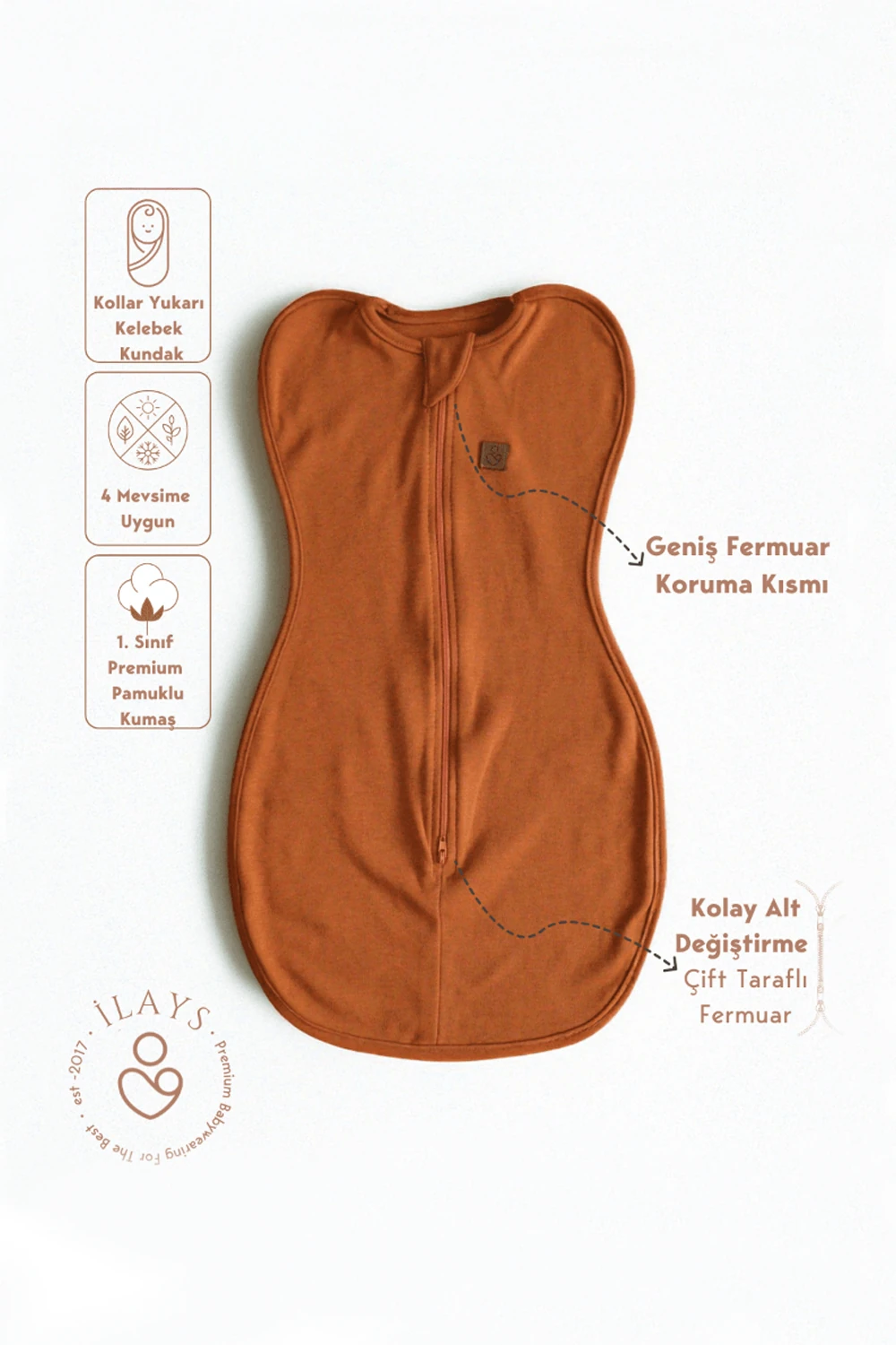 Yenidoğan Kundak Tulumu uyku kundağı uyku tulumu - Kiremit