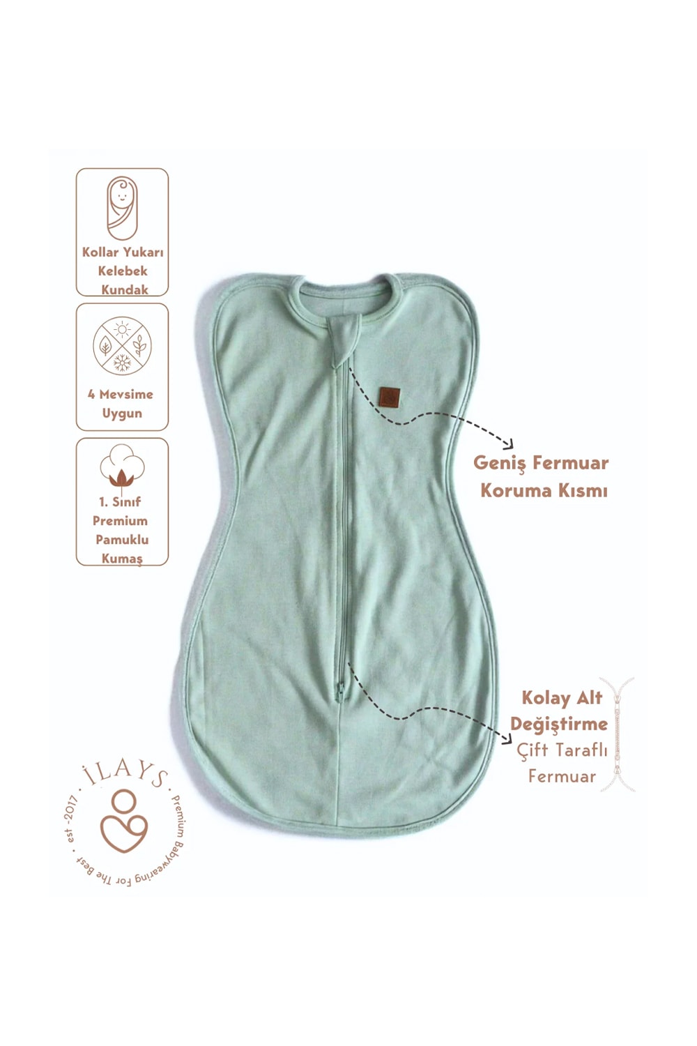 Yenidoğan Kundak Tulumu uyku kundağı uyku tulumu - Mint