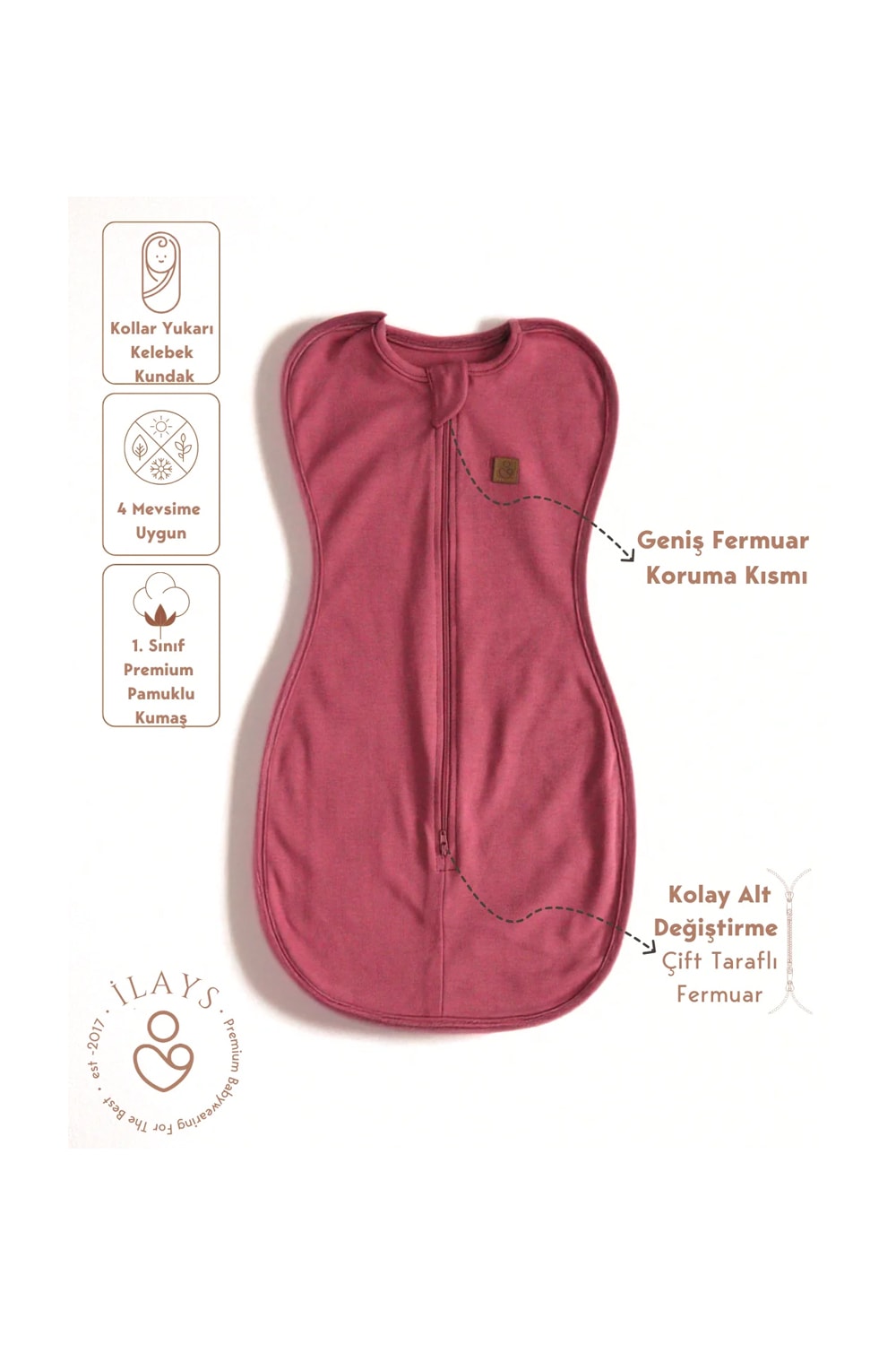 Yenidoğan Kundak Tulumu uyku kundağı uyku tulumu - Mürdüm