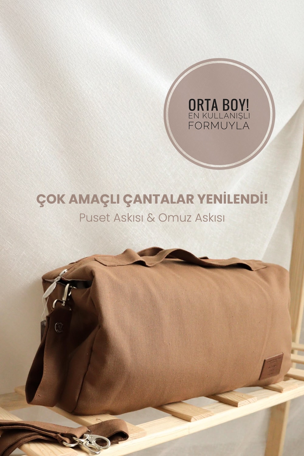 Çok Amaçlı Anne Bebek Bakım Çantası Seyahat Organizeri organizer çanta puset çantası omuz çantası - Kahverengi