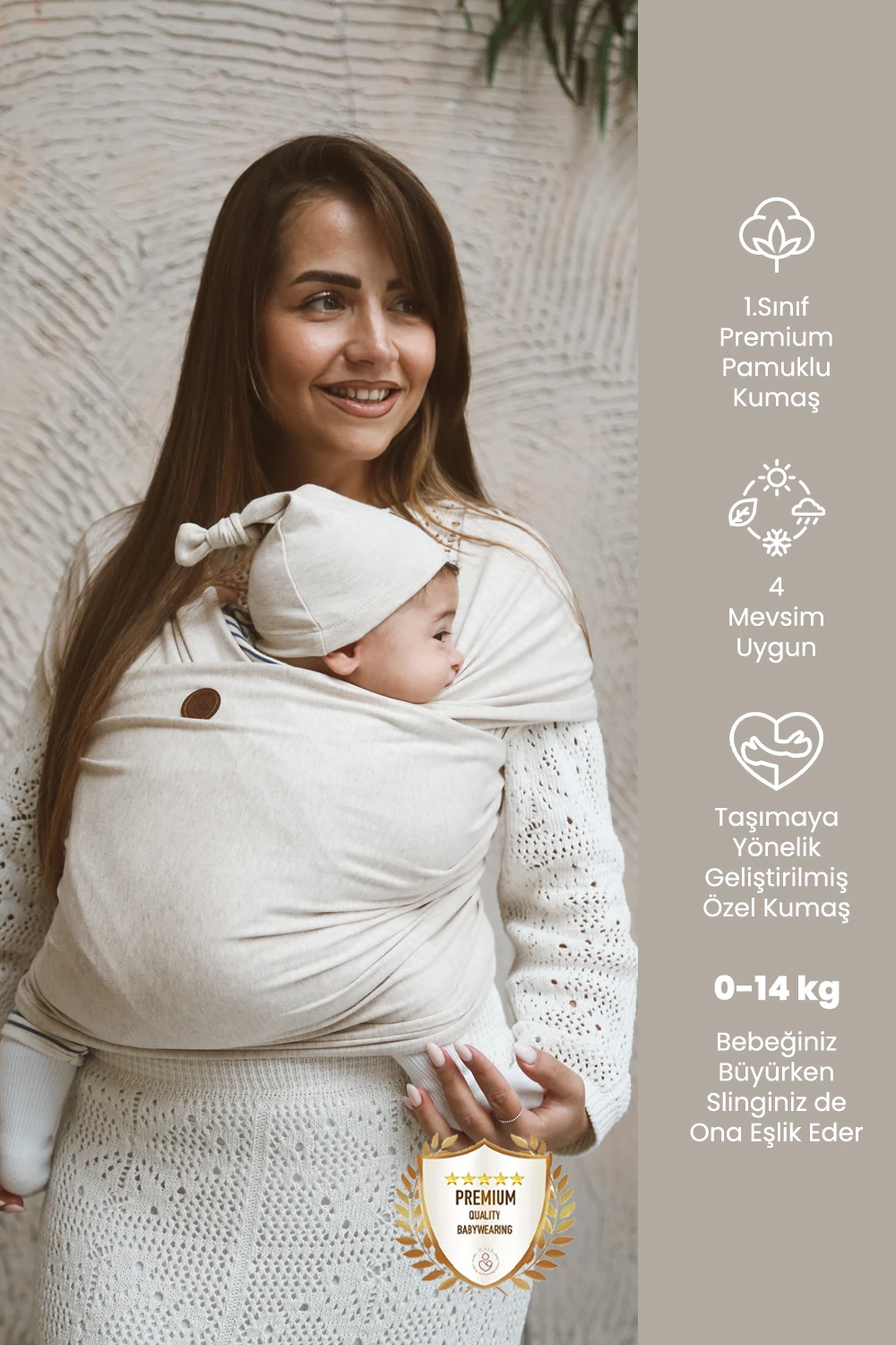 Premium Esnek Wrap Sling ( Babysling - sling - babysling - bebek taşıma şalı - babywearing - kanguru )