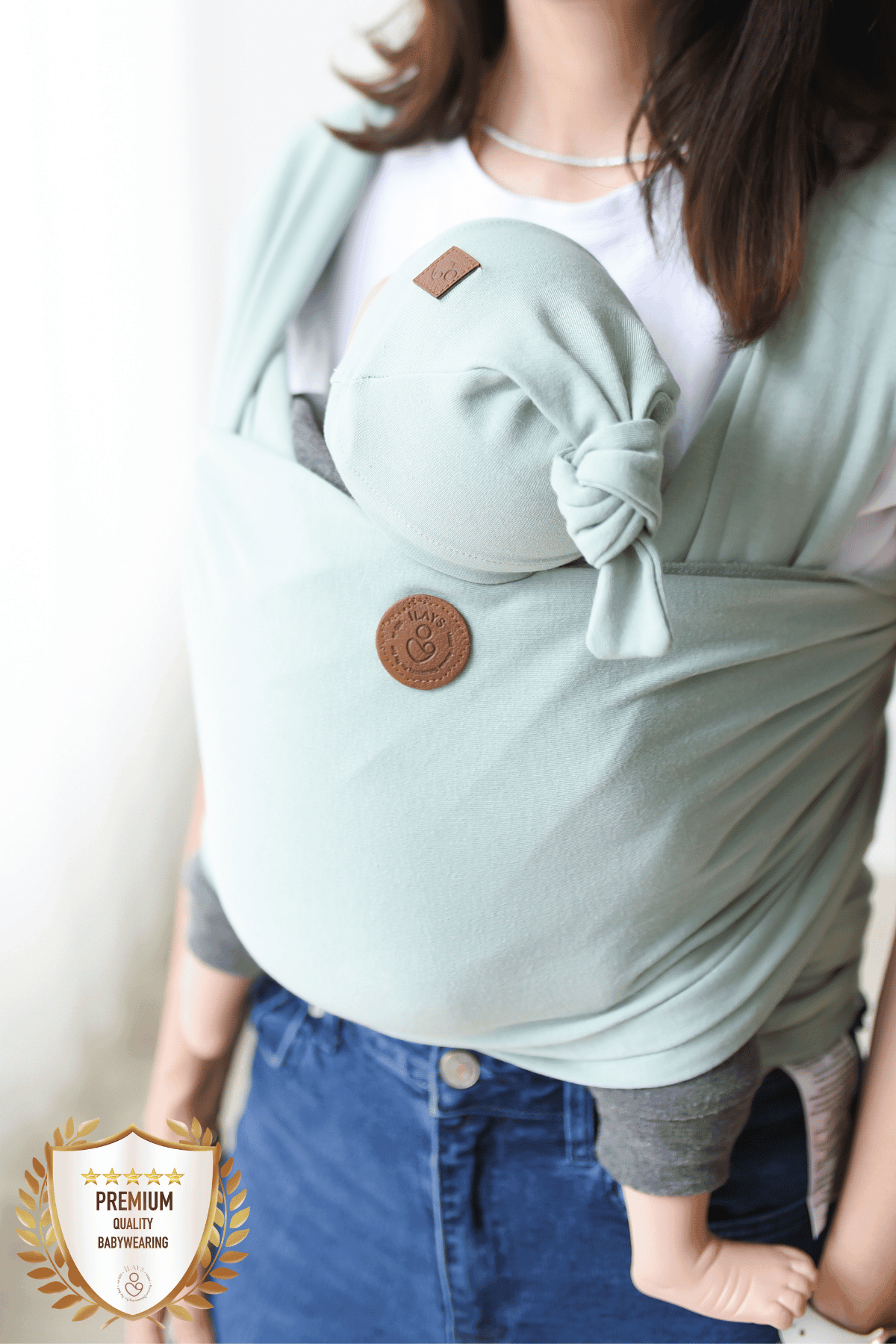 Premium Esnek Wrap Sling ( Babysling - sling - babysling - bebek taşıma şalı - babywearing - kanguru ) - Mint