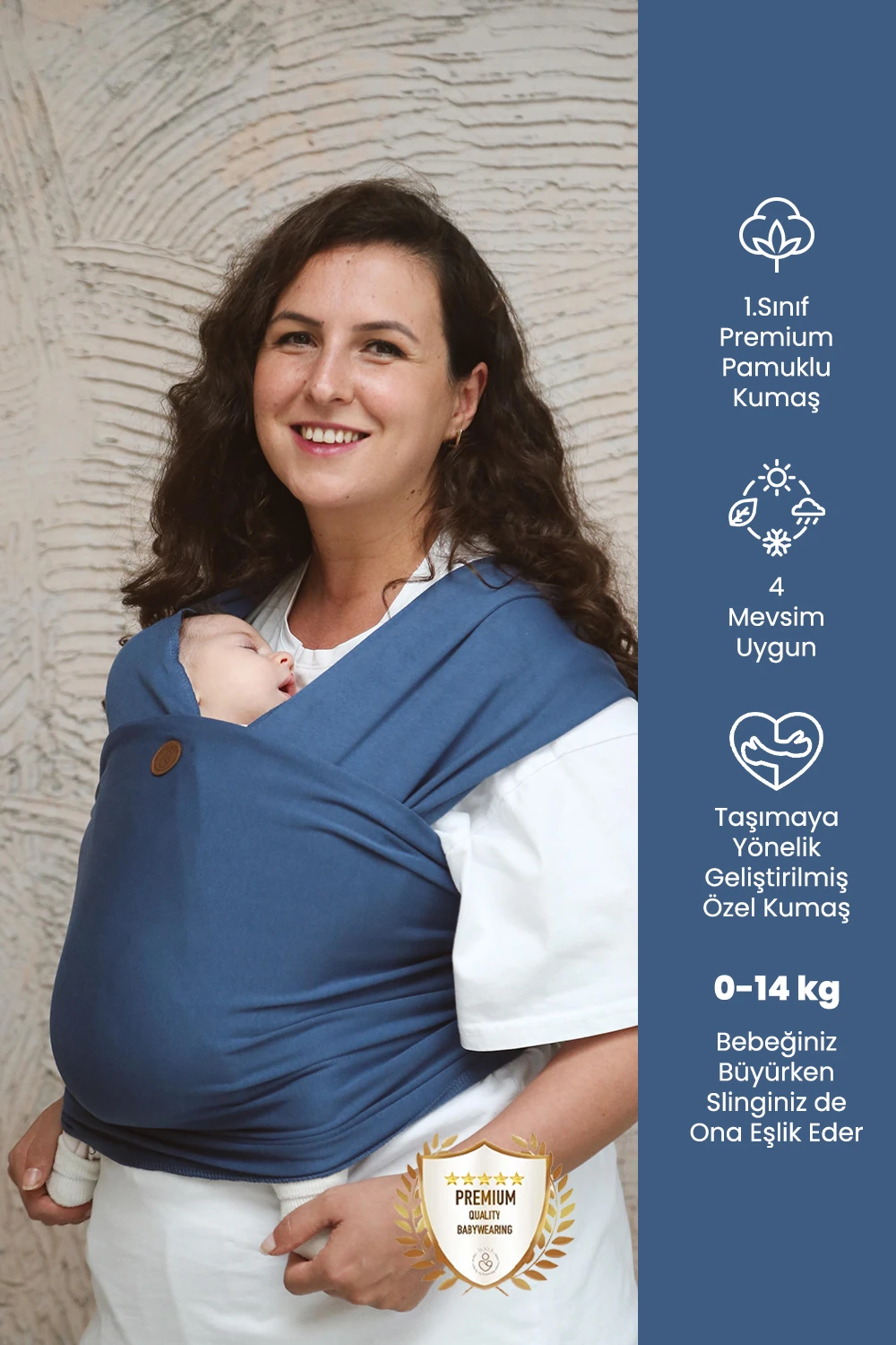 Premium Esnek Wrap Sling ( Babysling - sling - babysling - bebek taşıma şalı - babywearing - kanguru ) - İndigo