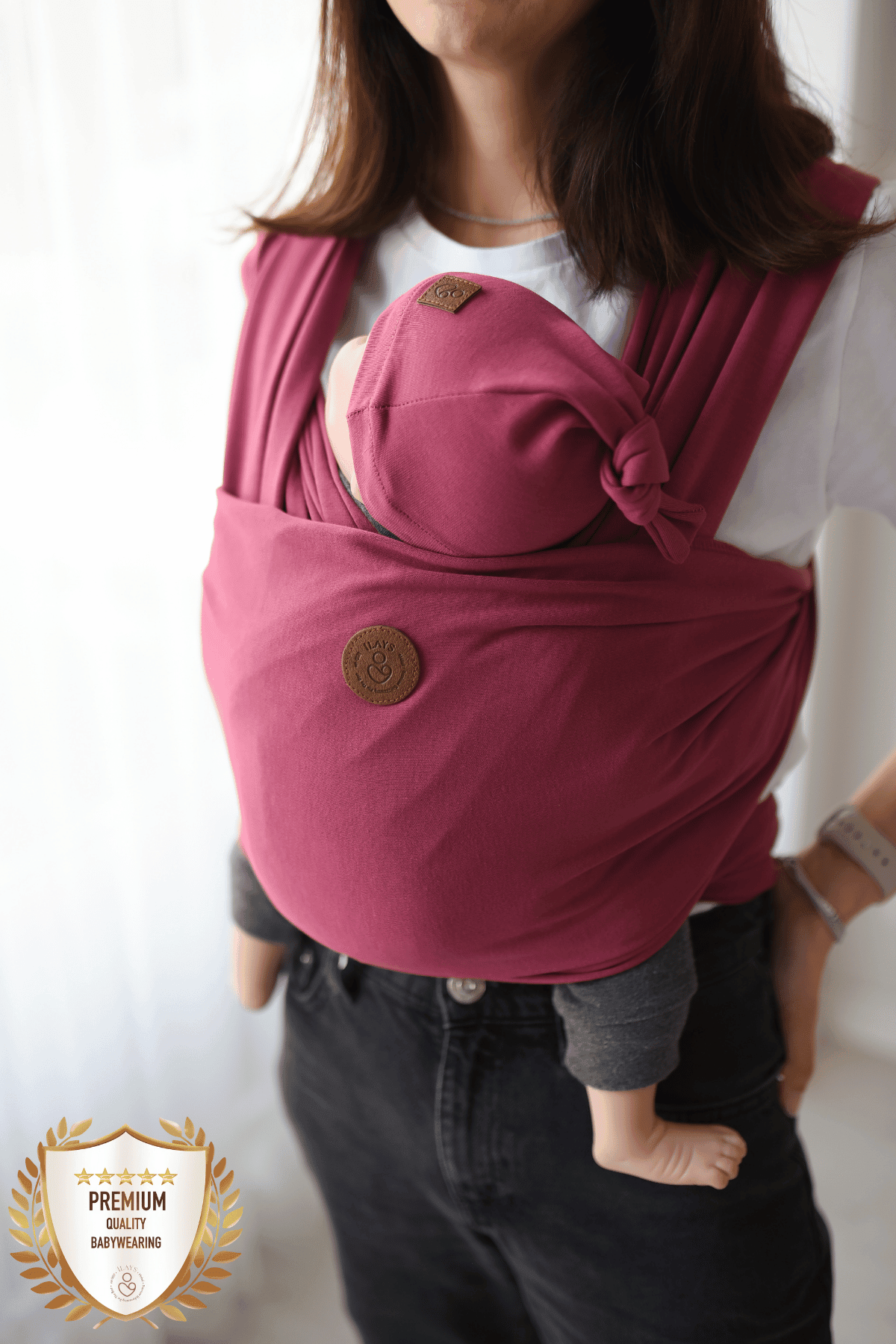 Premium Esnek Wrap Sling ( Babysling - sling - babysling - bebek taşıma şalı - babywearing - kanguru ) - Mürdüm