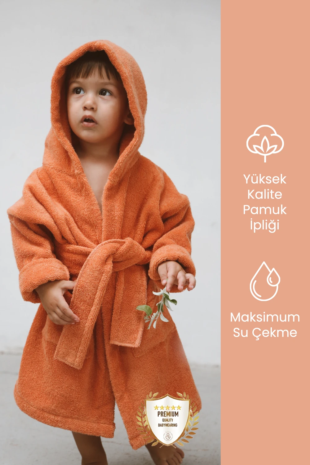 Özel Buldan Dokuması %100 Saf Pamuk Çocuk Bornozu banyo bornozu