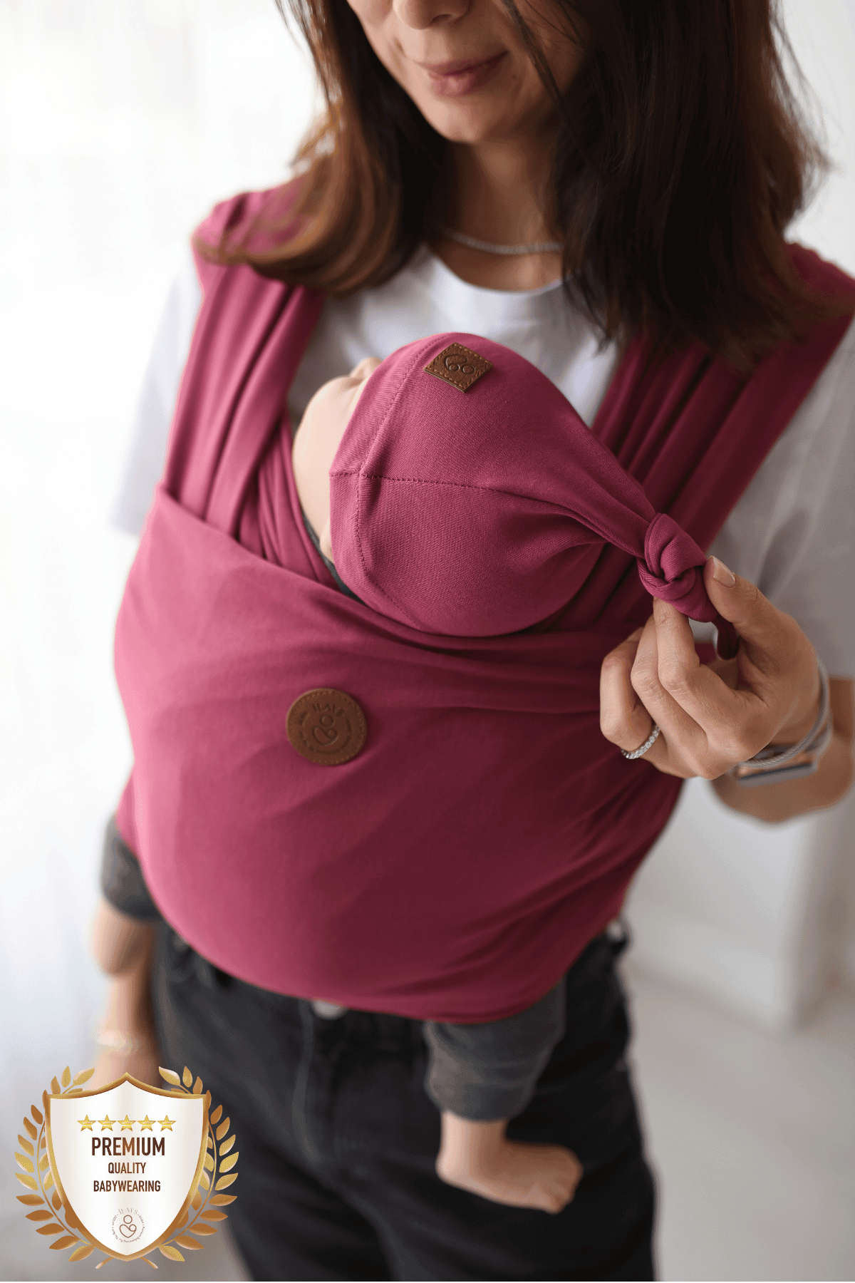 Premium Esnek Wrap Sling ( Babysling - sling - babysling - bebek taşıma şalı - babywearing - kanguru ) - Mürdüm