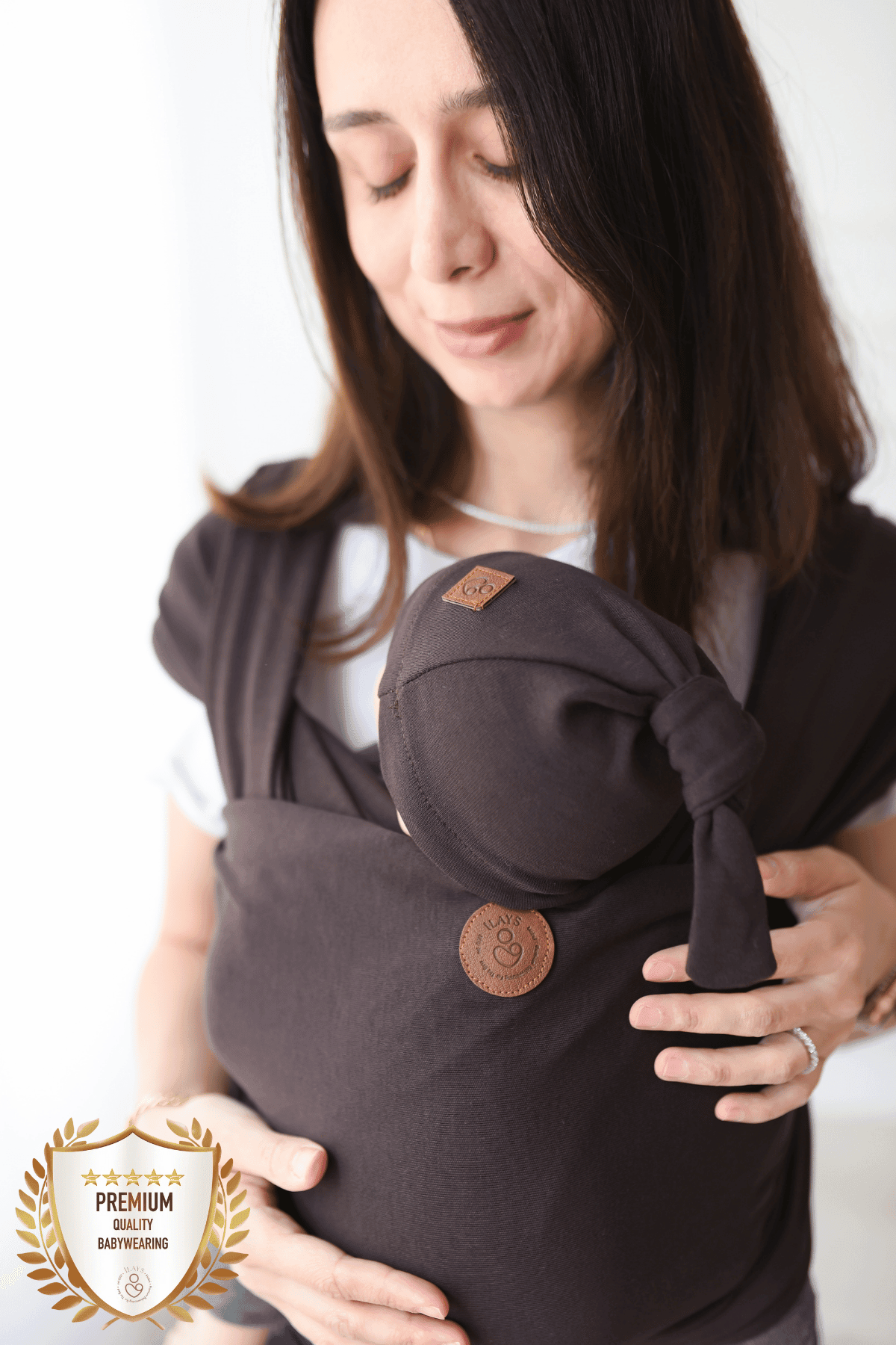 Premium Esnek Wrap Sling ( Babysling - sling - babysling - bebek taşıma şalı - babywearing - kanguru ) - Acı Kahve