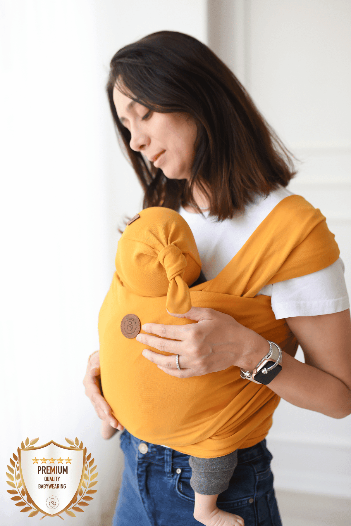 Premium Esnek Wrap Sling ( Babysling - sling - babysling - bebek taşıma şalı - babywearing - kanguru ) - Hardal