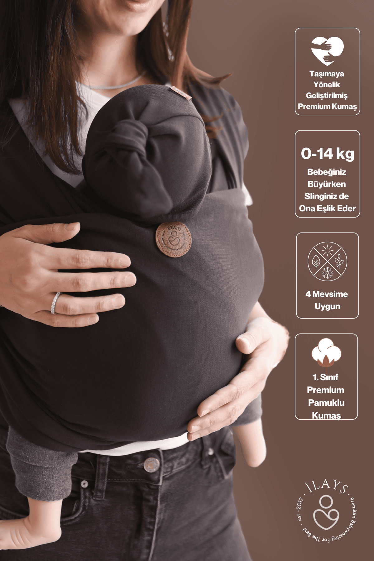 Premium Esnek Wrap Sling ( Babysling - sling - babysling - bebek taşıma şalı - babywearing - kanguru )