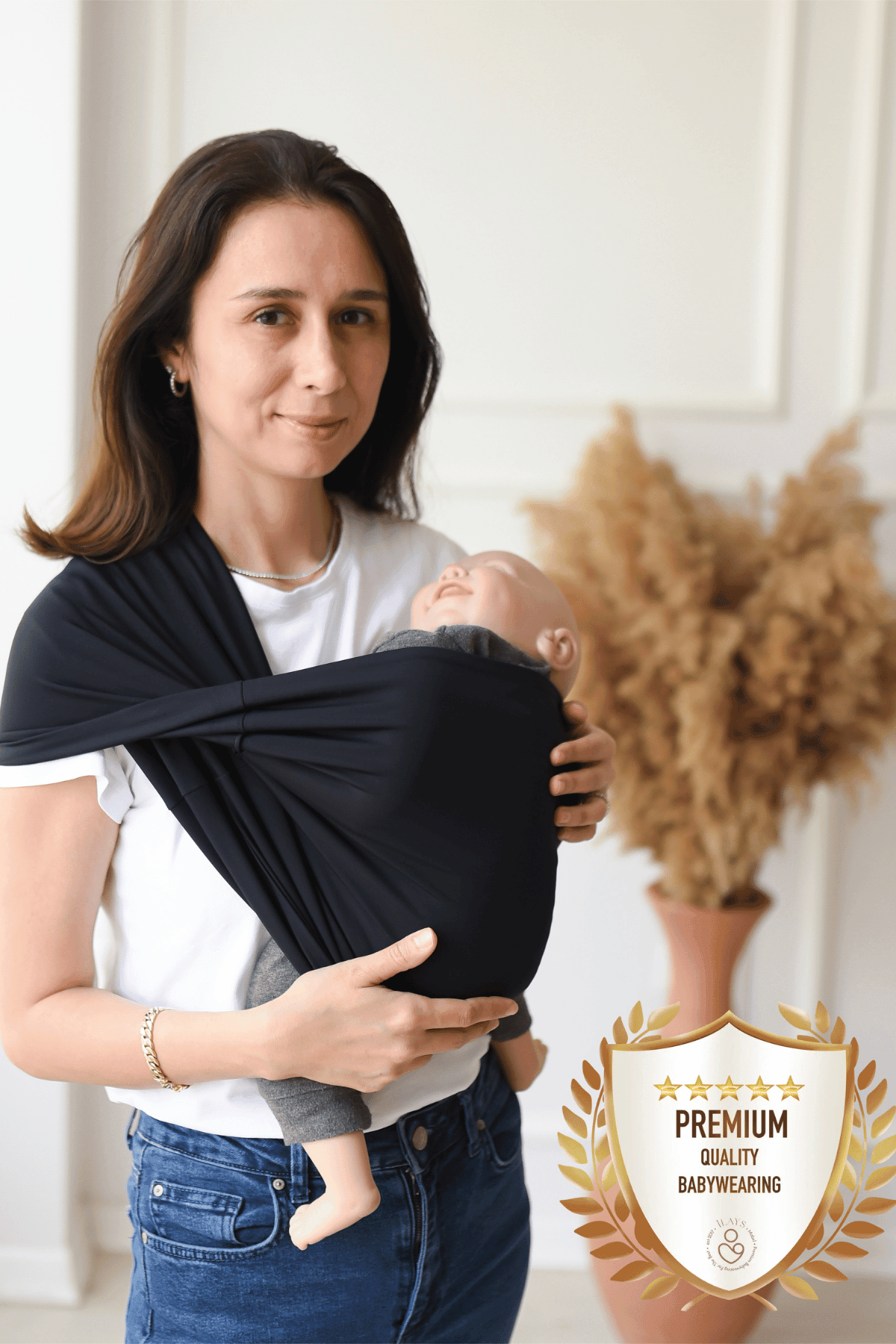 Joker Sling Fast Relief  Mayo Sling baby sling bebek şalı - Mom & Dad - Nude & Black  - Anne