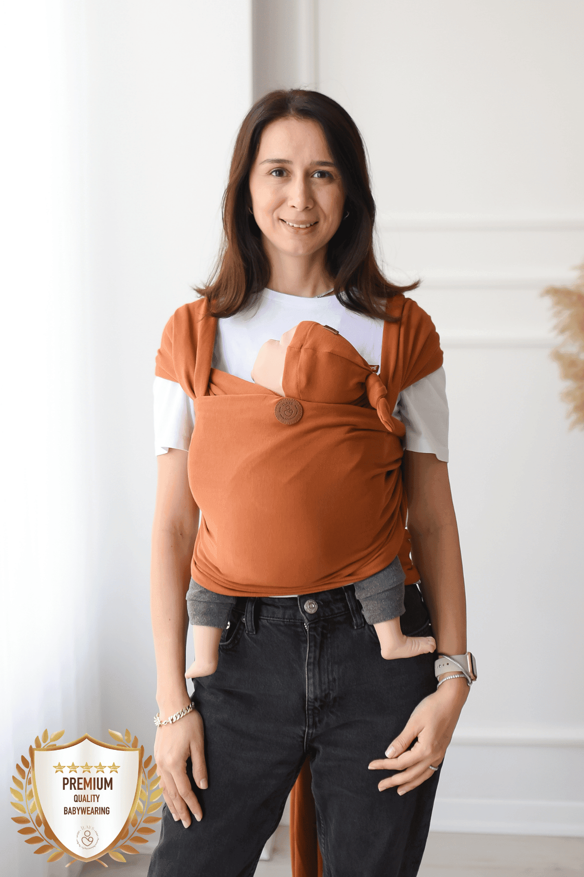 Premium Esnek Wrap Sling ( Babysling - sling - babysling - bebek taşıma şalı - babywearing - kanguru ) - Kiremit